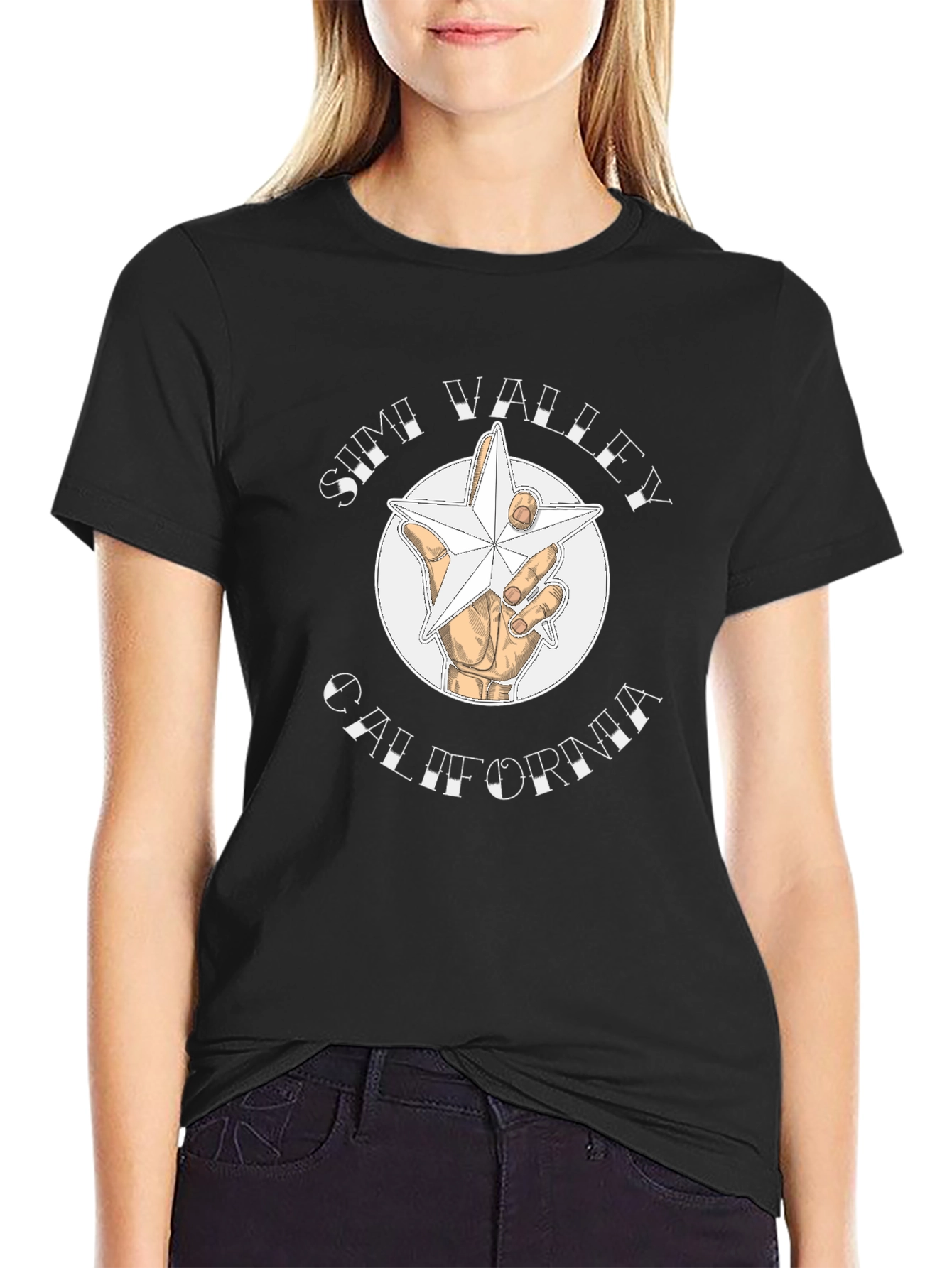 Simi Valley California Star Graphic Black T-Shirt