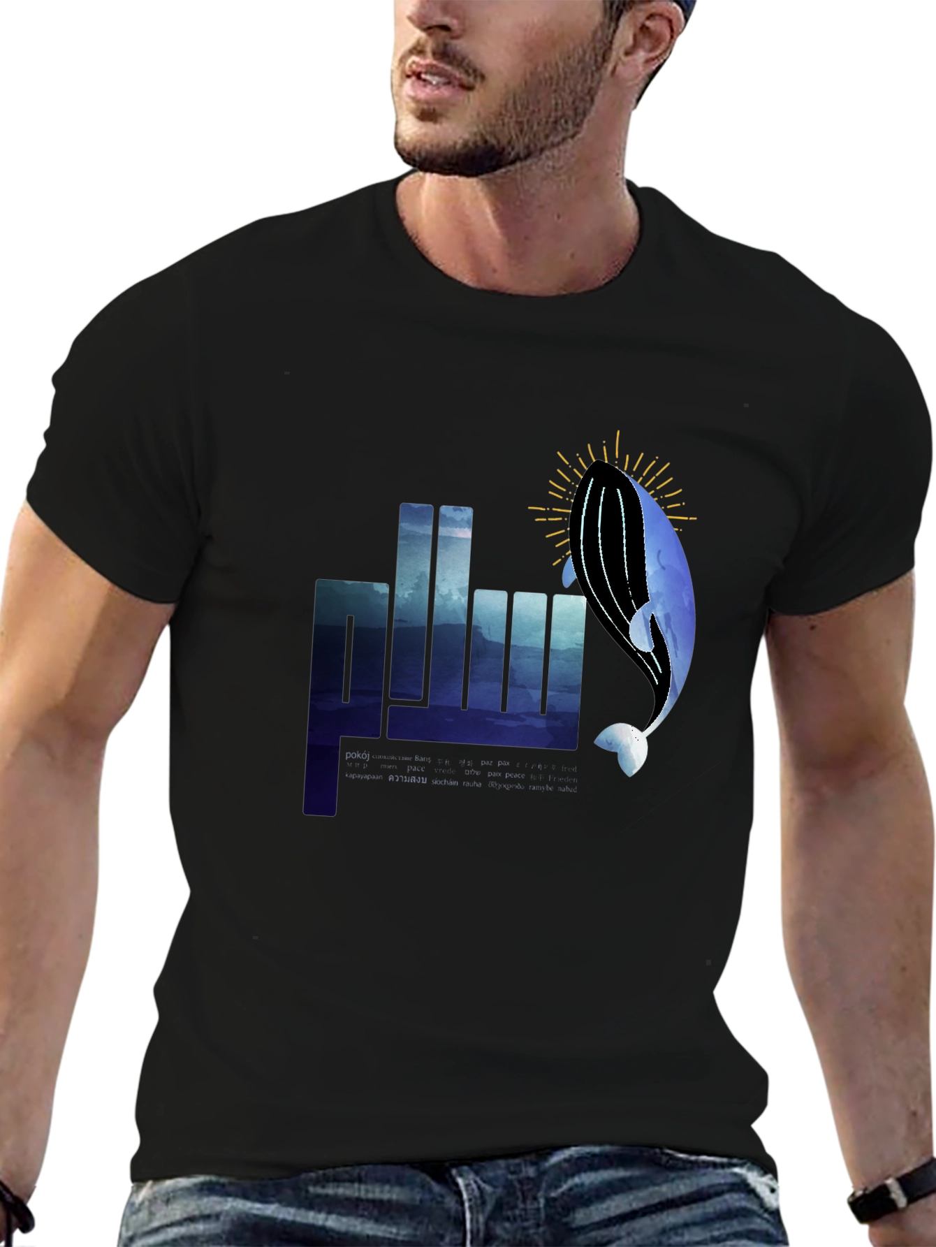 Whale Graphic Black T-Shirt