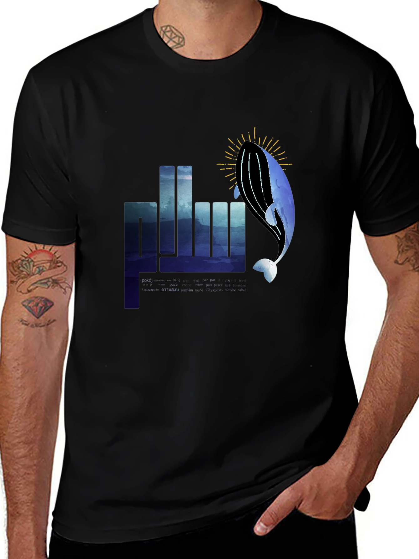 Whale Graphic Black T-Shirt