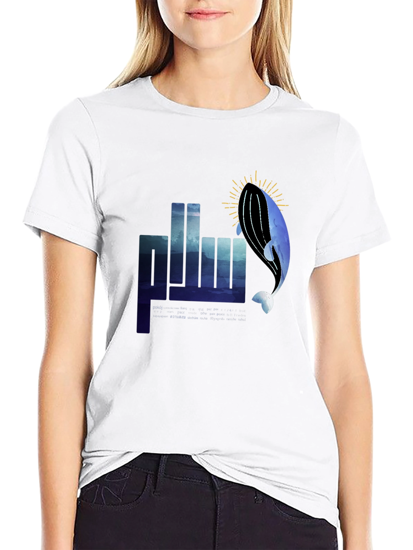 Whale Graphic Black T-Shirt