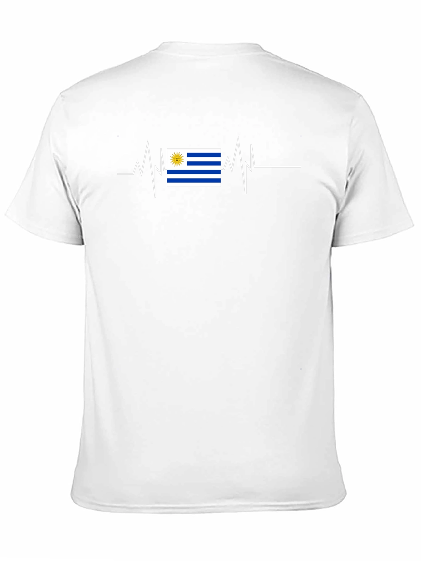 Uruguay Flag Heartbeat T-Shirt - Black