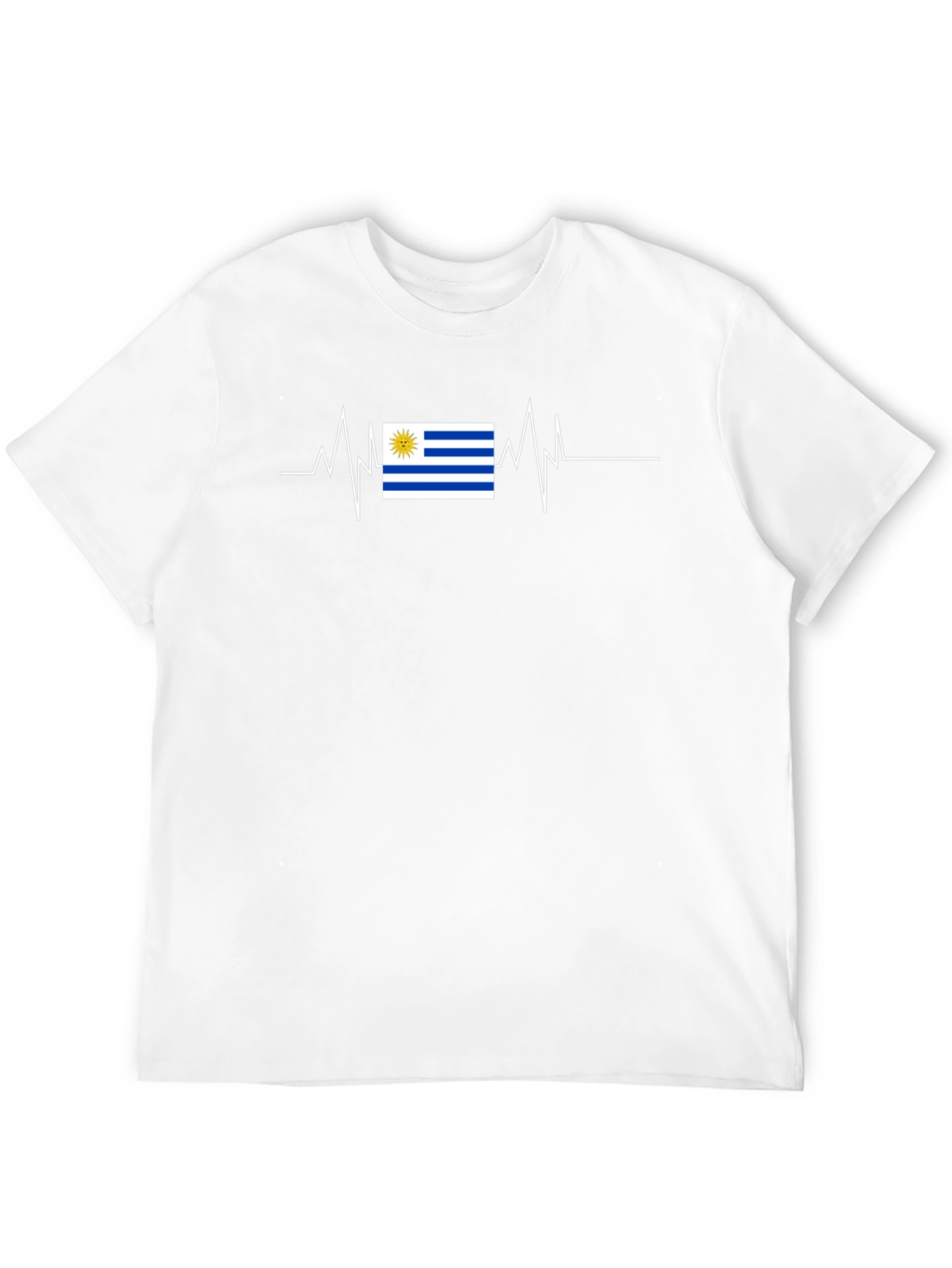 Uruguay Flag Heartbeat T-Shirt - Black