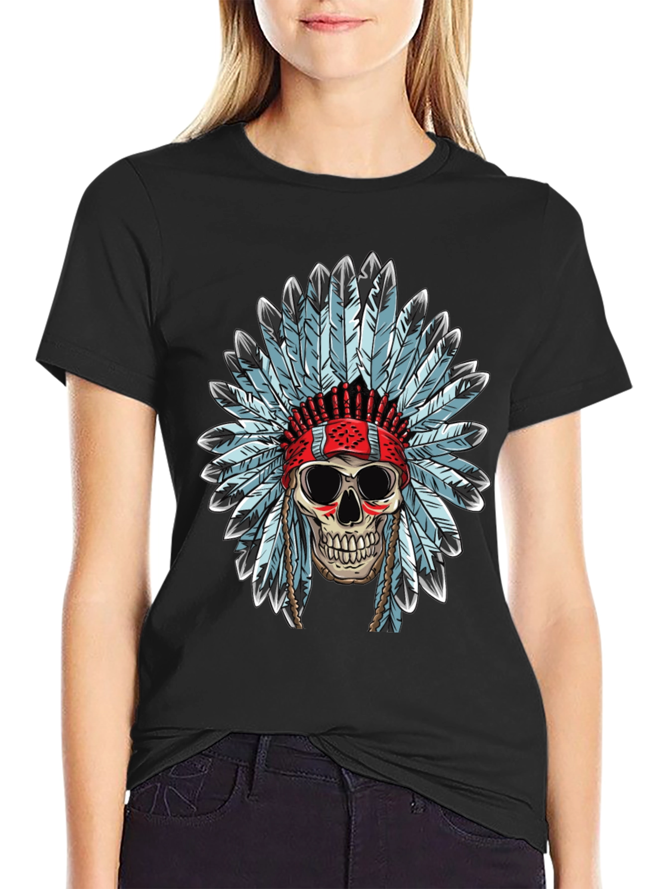 Skull Headdress T-Shirt - Black Graphic Tee