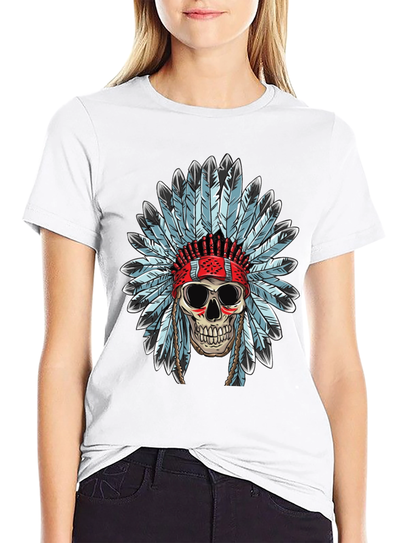Skull Headdress T-Shirt - Black Graphic Tee