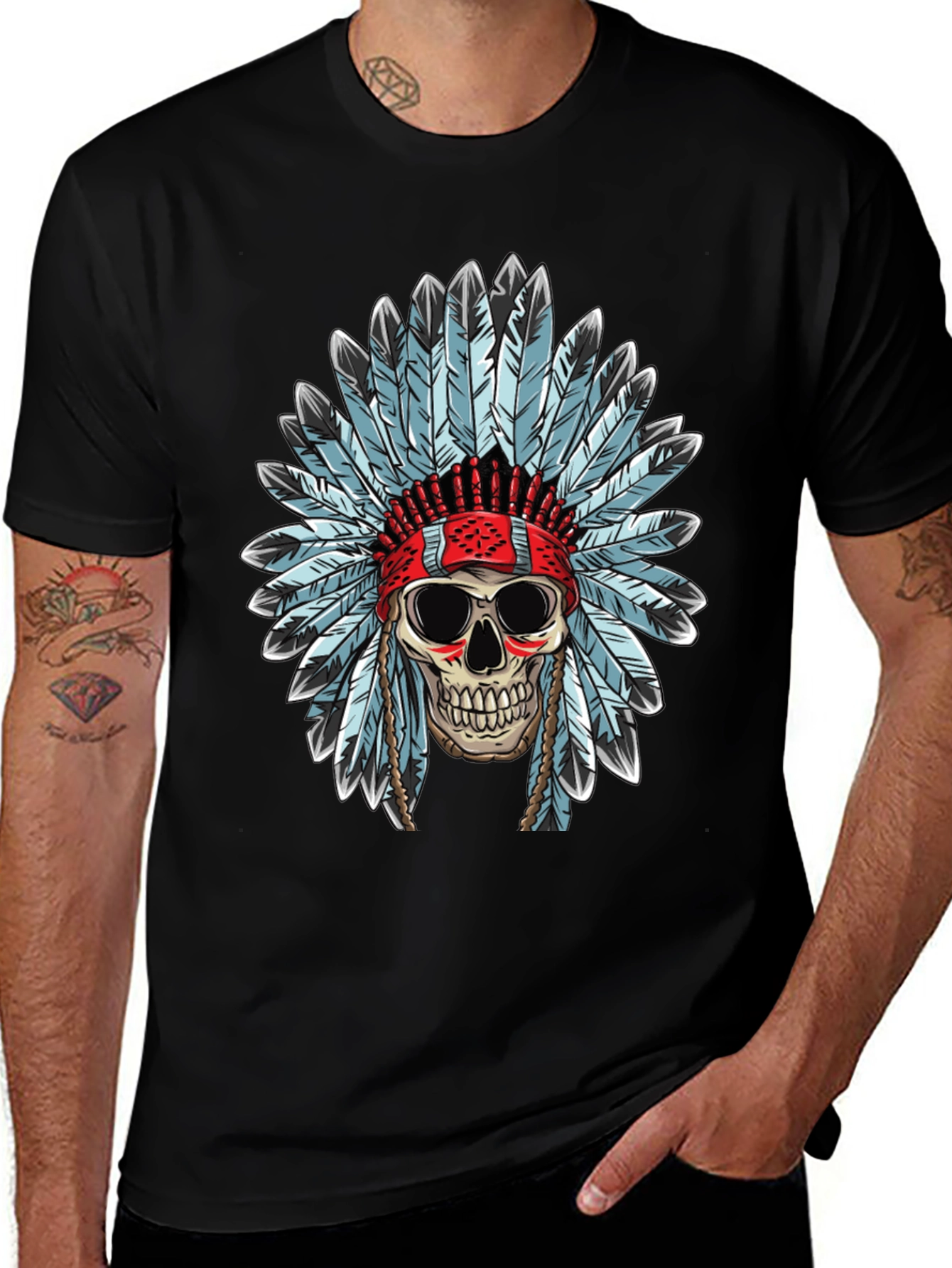 Skull Headdress T-Shirt - Black Graphic Tee