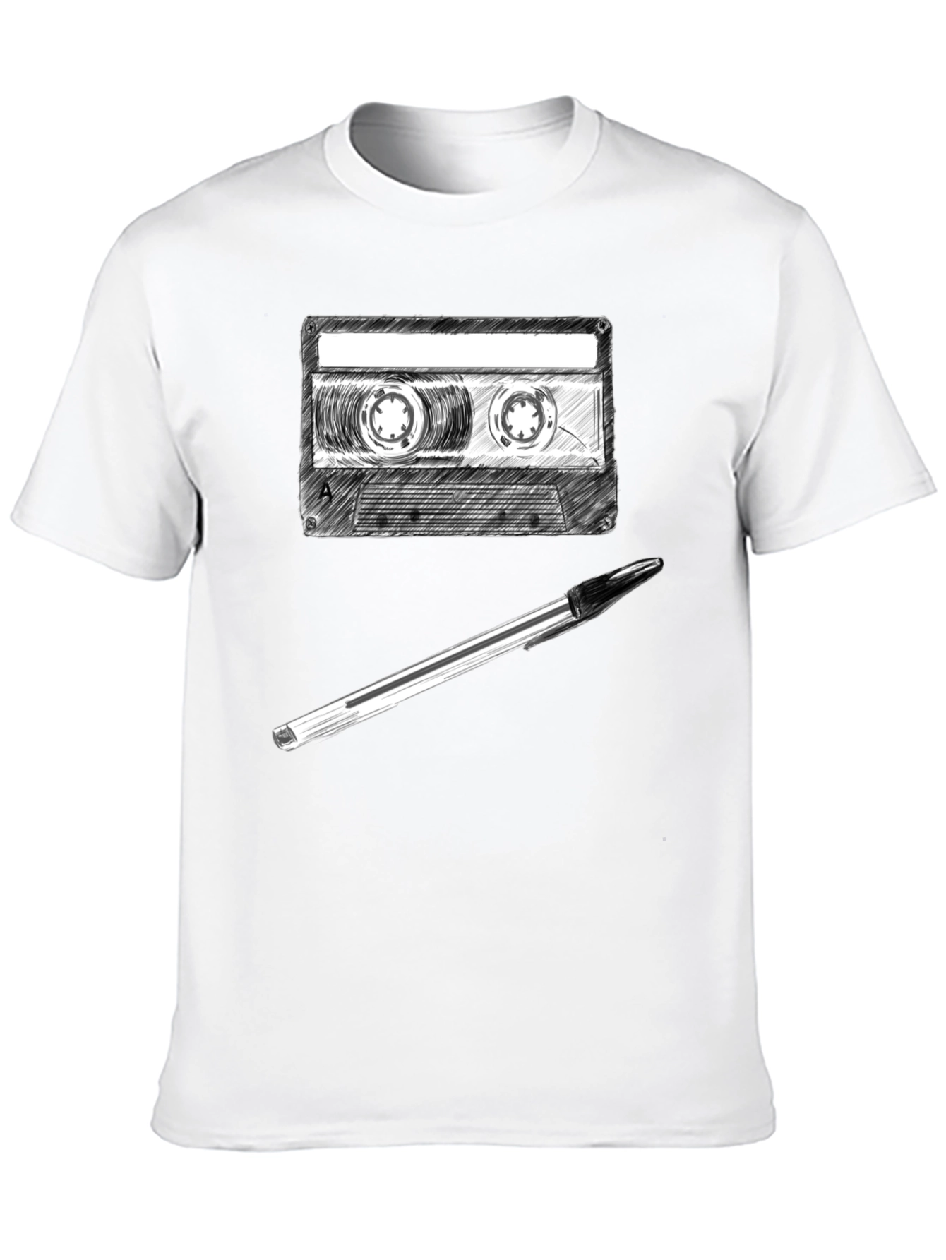 Retro Cassette Tape & Pen Graphic Tee