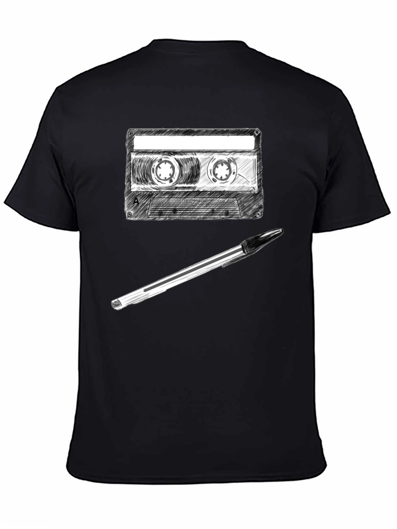 Retro Cassette Tape & Pen Graphic Tee