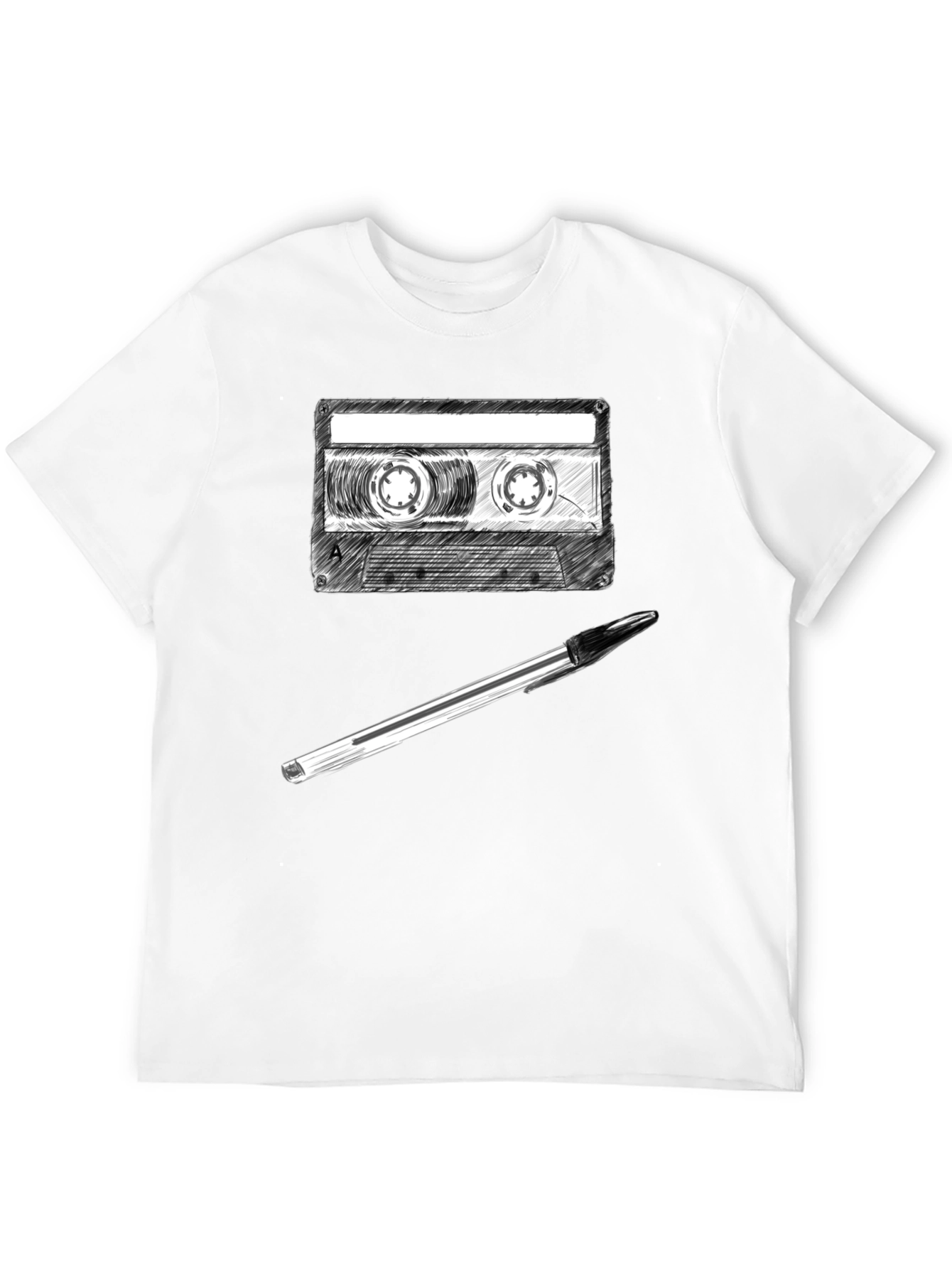 Retro Cassette Tape & Pen Graphic Tee