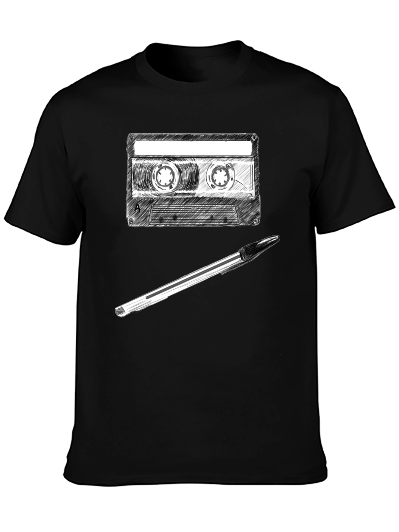 Retro Cassette Tape & Pen Graphic Tee