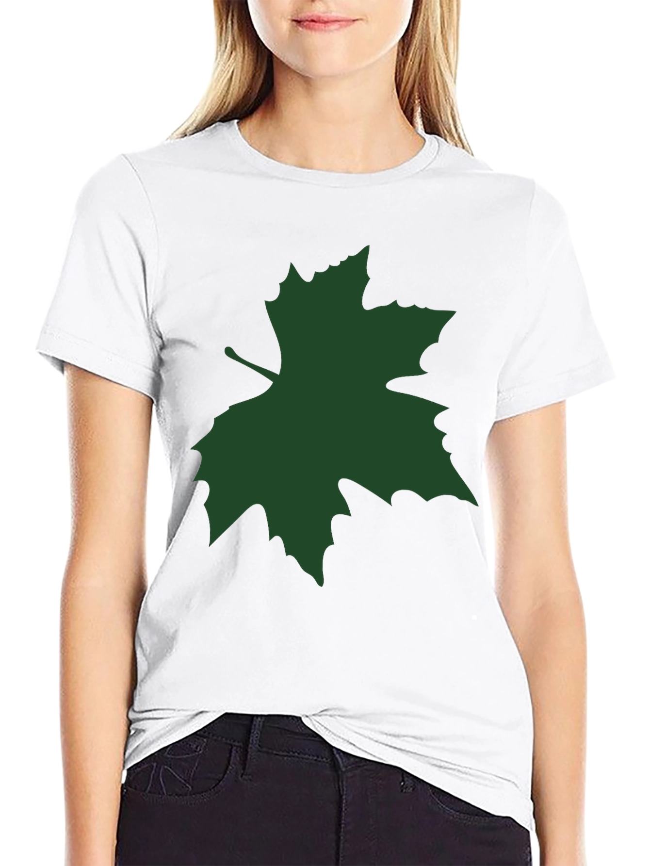 Green Leaf Graphic Black Tee