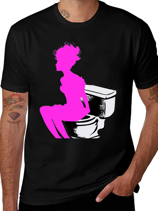 Novelty Graphic Tee: Woman on Toilet Design