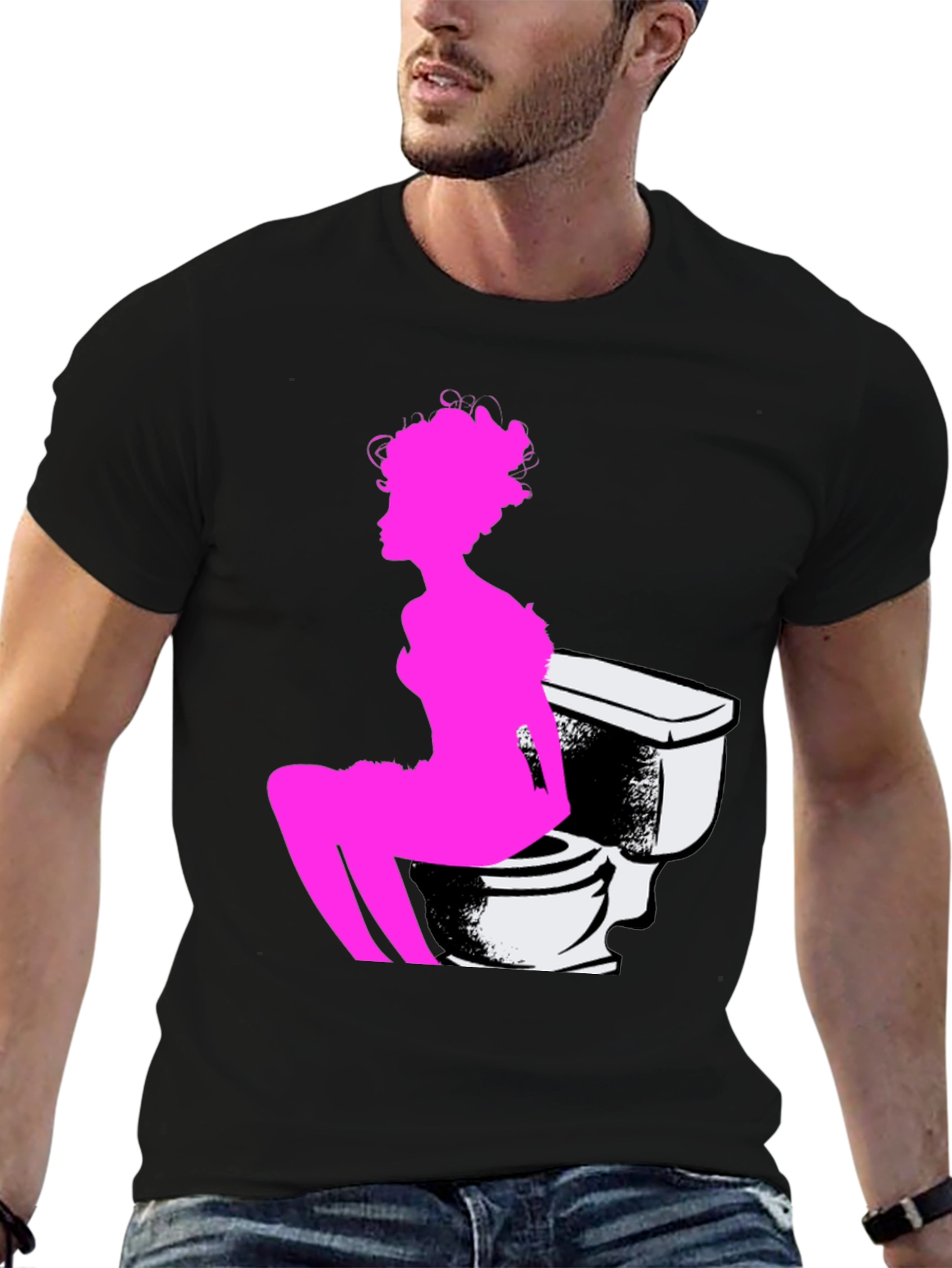 Novelty Graphic Tee: Woman on Toilet Design