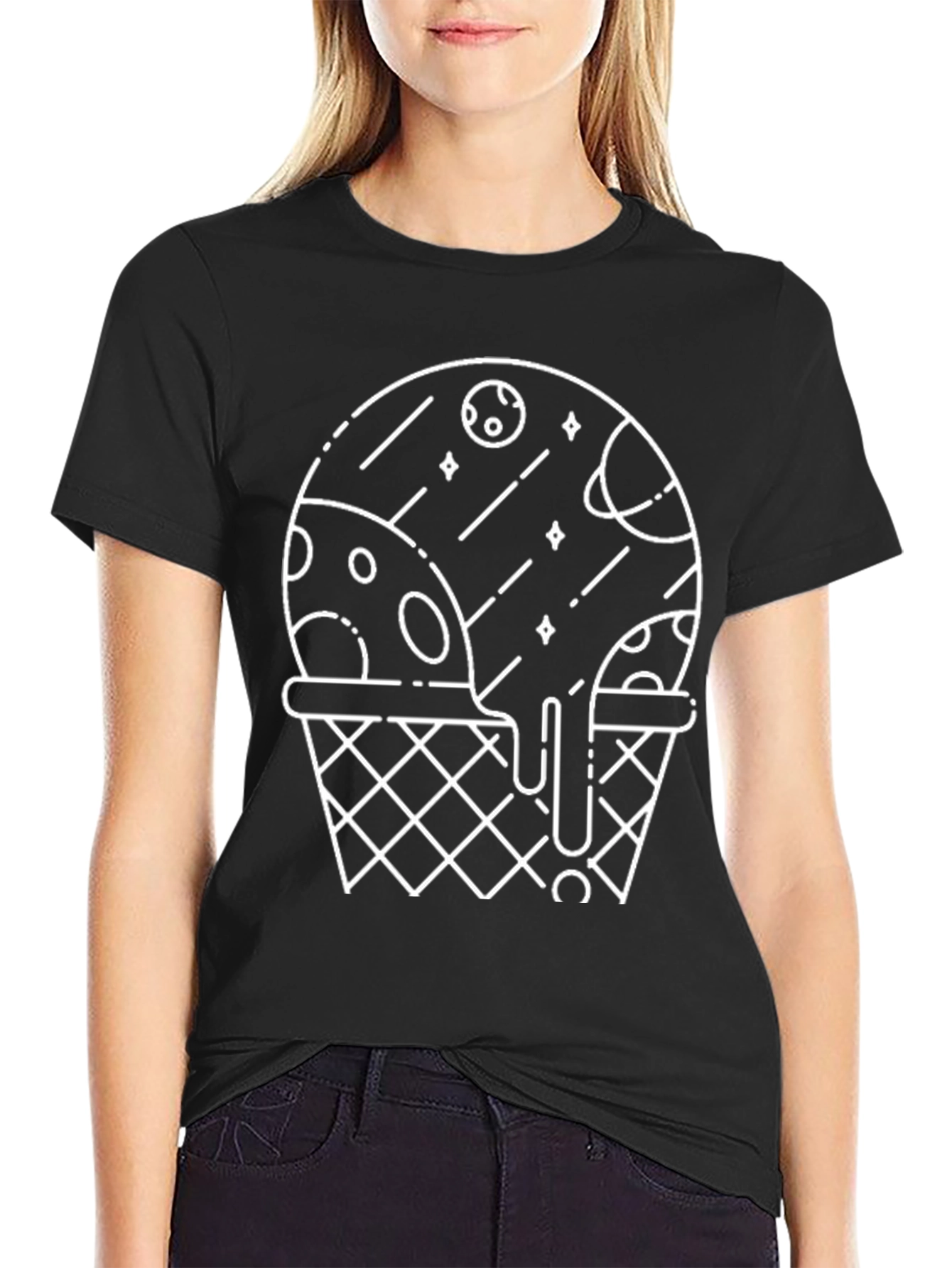 Space Ice Cream Cone T-Shirt - Black
