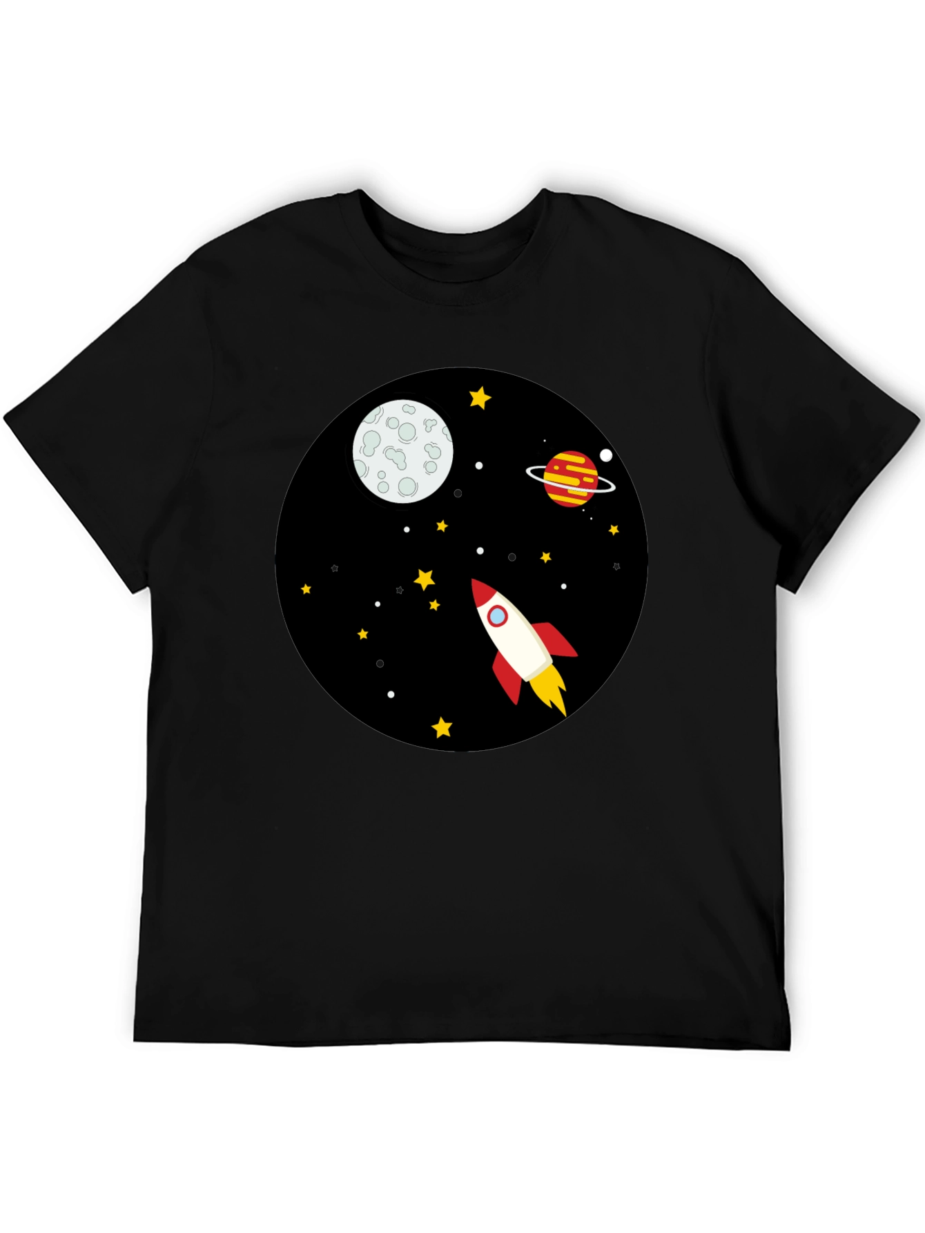 Space Rocket Graphic Tee - Unisex Black T-Shirt