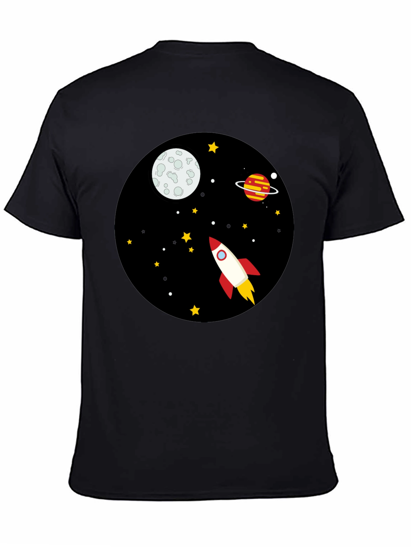 Space Rocket Graphic Tee - Unisex Black T-Shirt