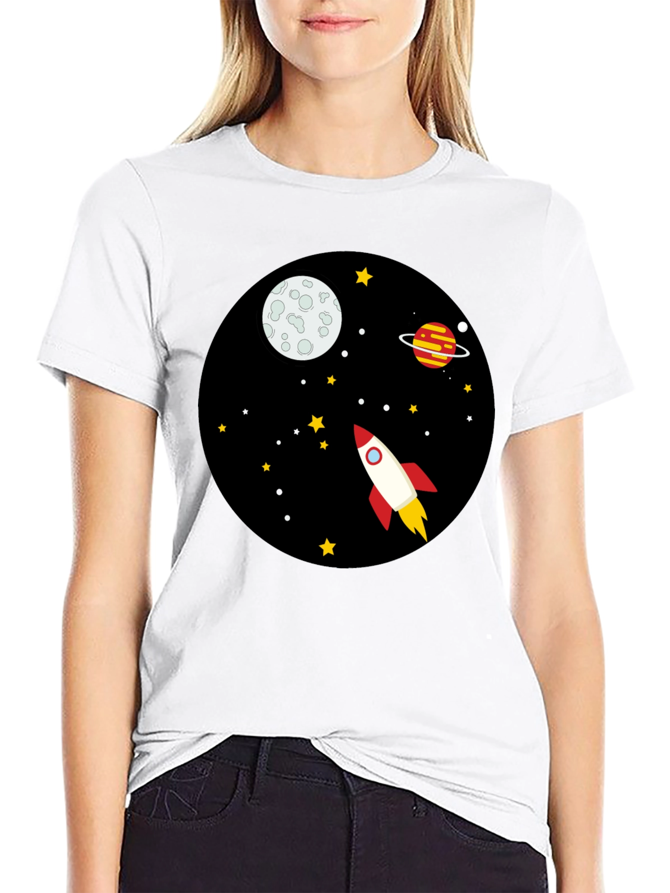 Space Rocket Graphic Tee - Unisex Black T-Shirt