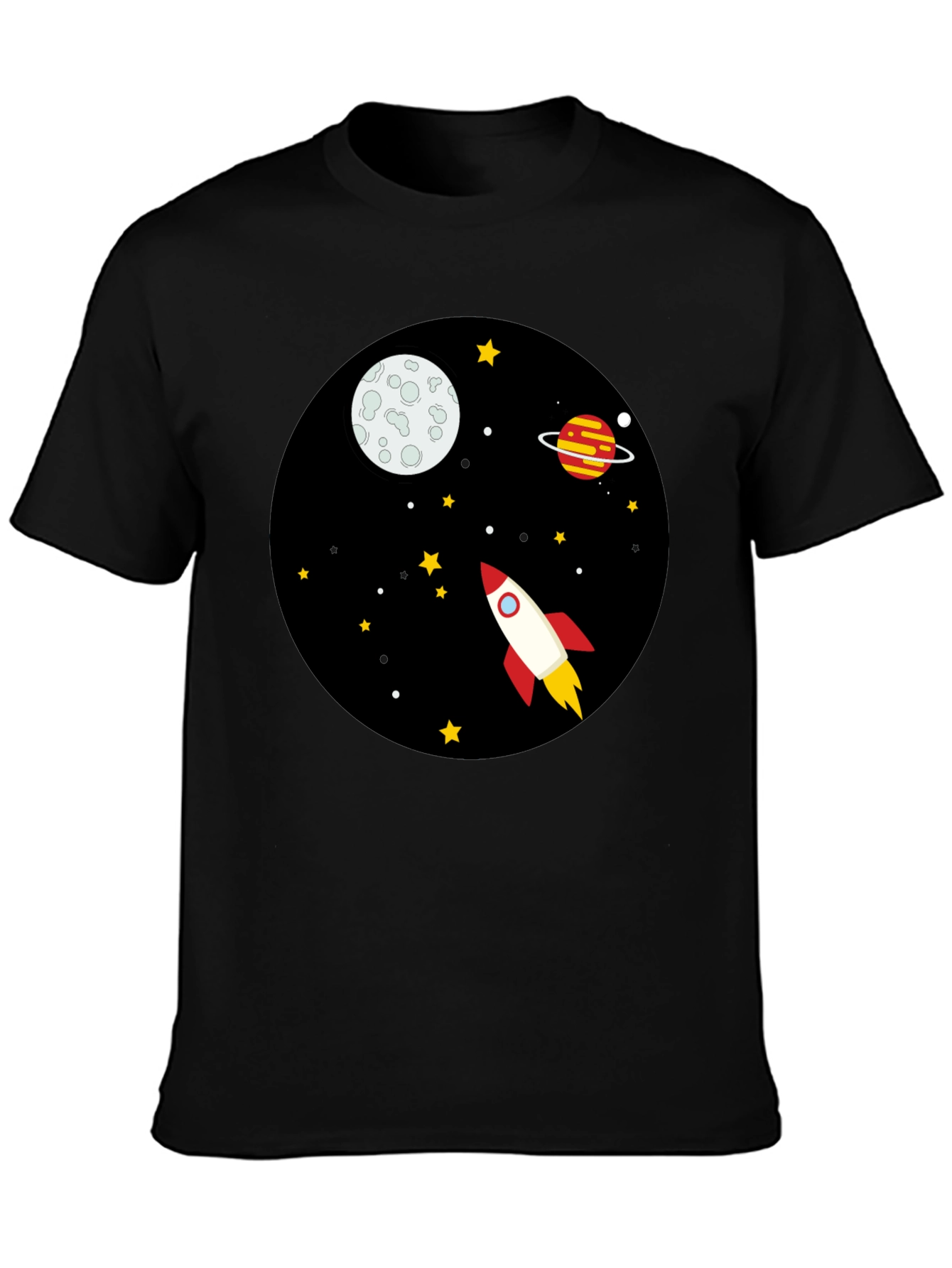 Space Rocket Graphic Tee - Unisex Black T-Shirt