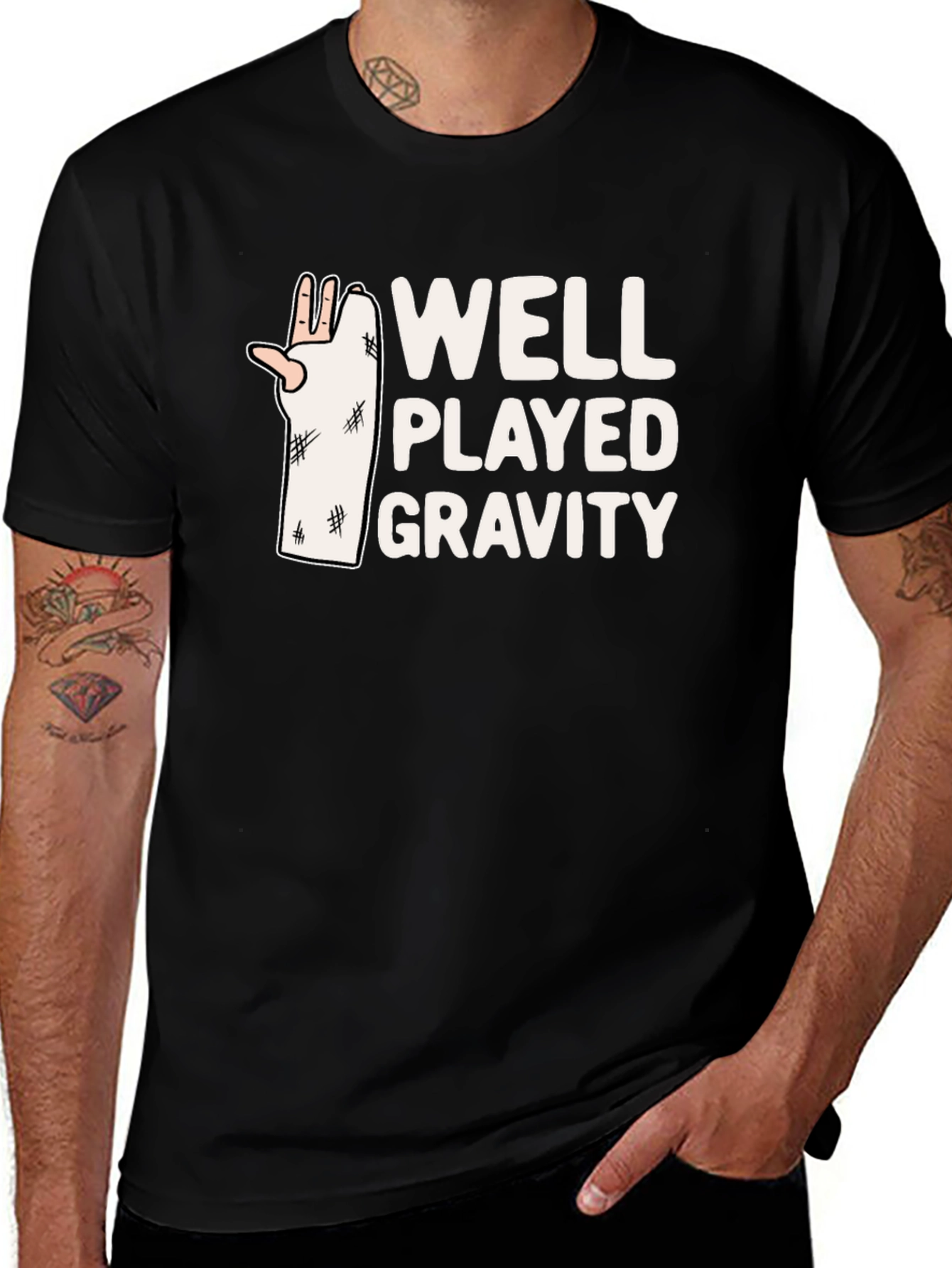 Well Played Gravity T-Shirt - Funny Broken Arm Tee