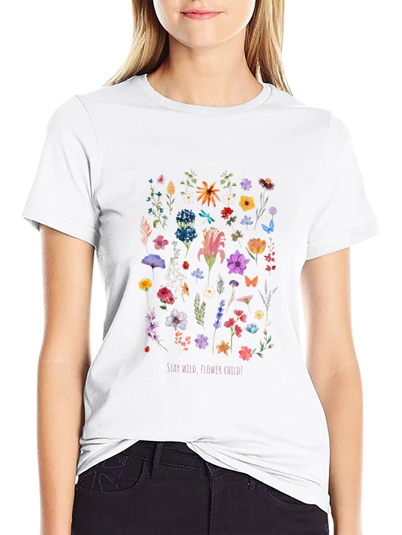 Floral T-Shirt - Stay Wild Flower Child