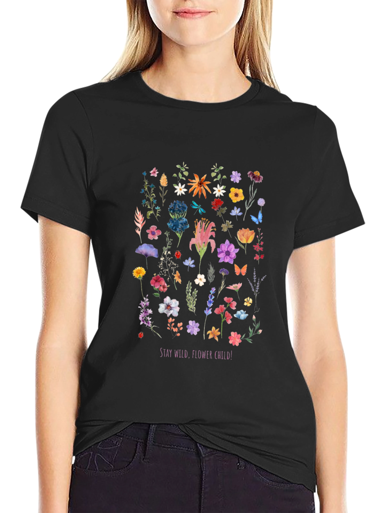 Floral T-Shirt - Stay Wild Flower Child