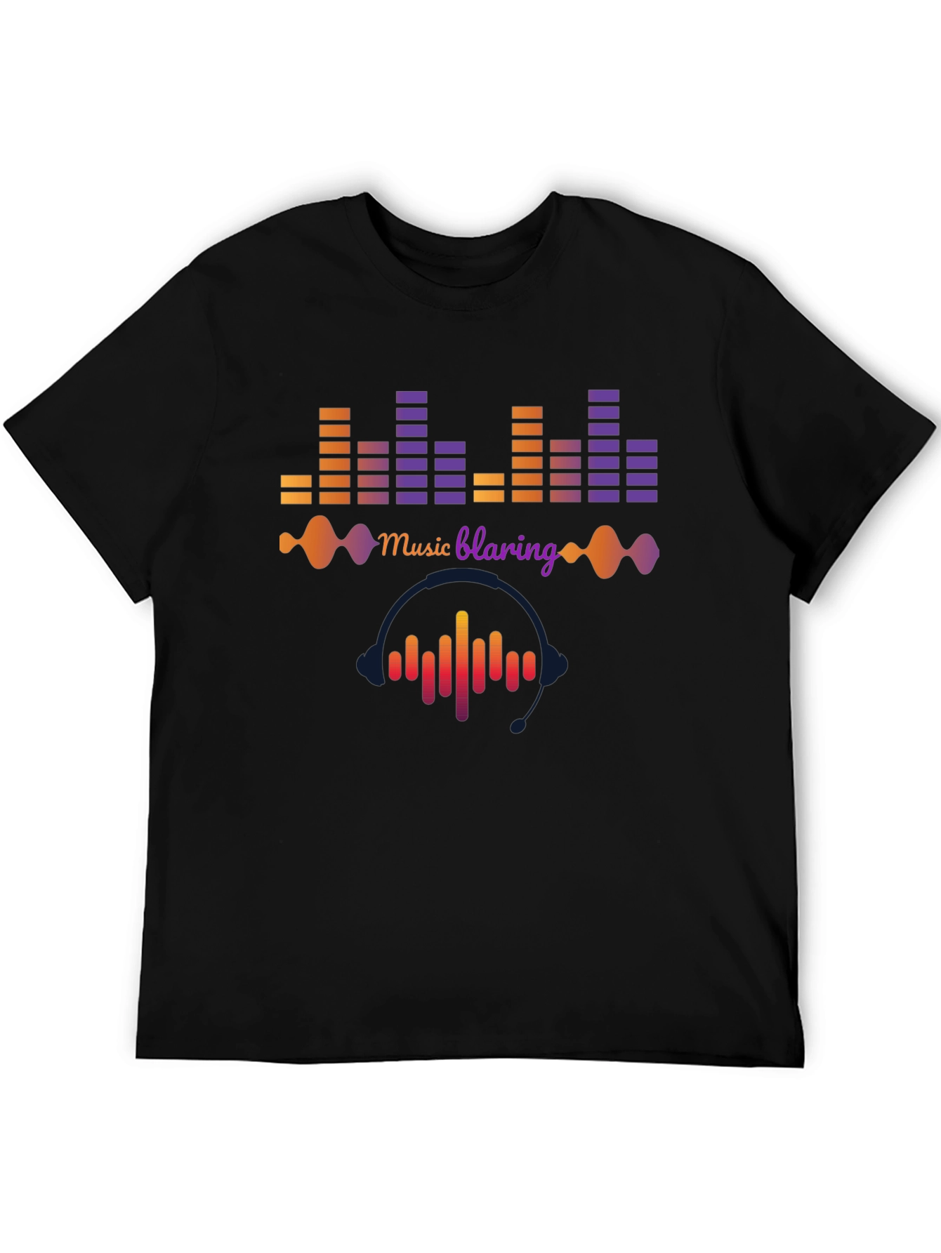 Music Blaring Graphic Tee - Sound Wave Design