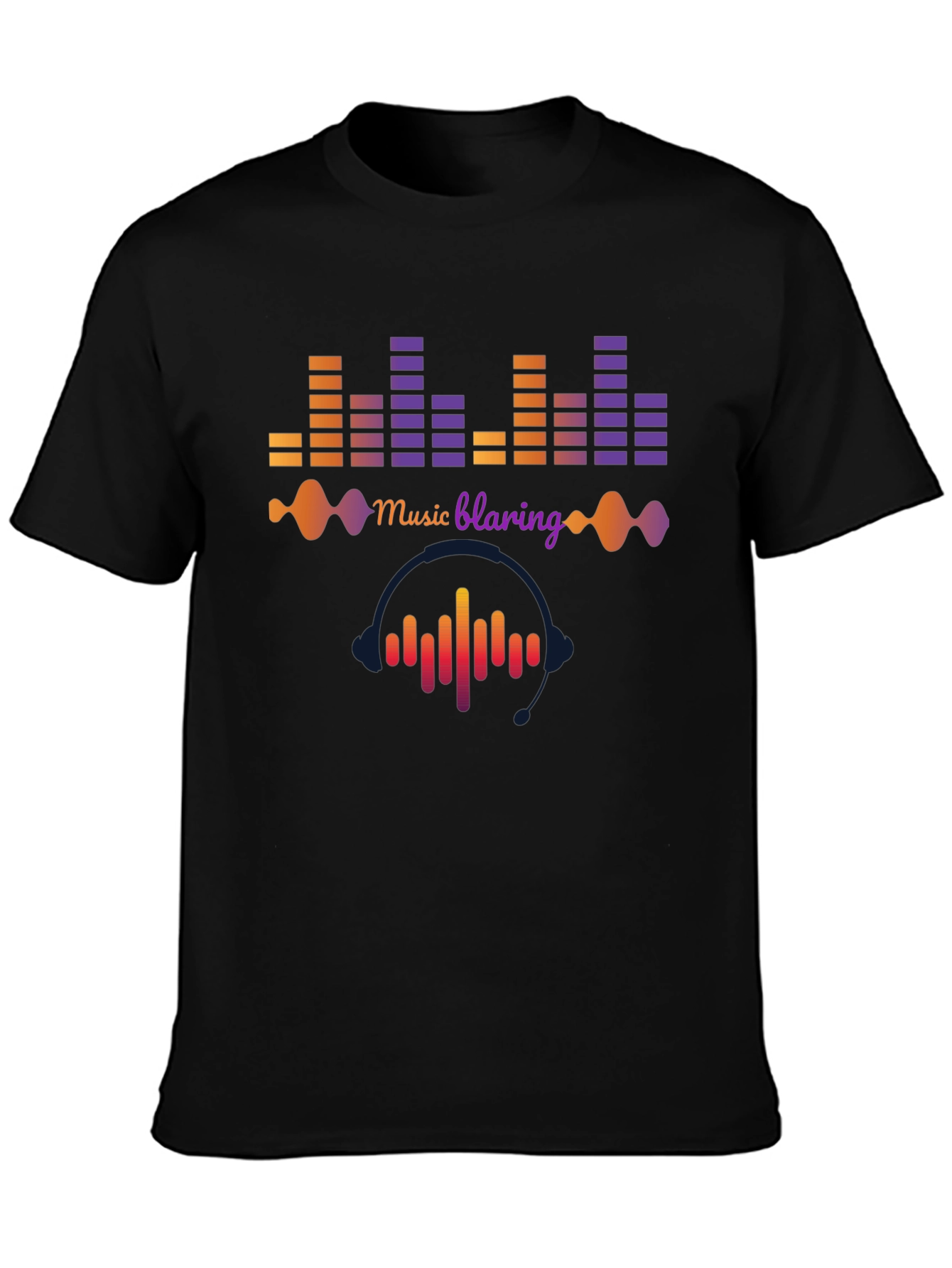 Music Blaring Graphic Tee - Sound Wave Design