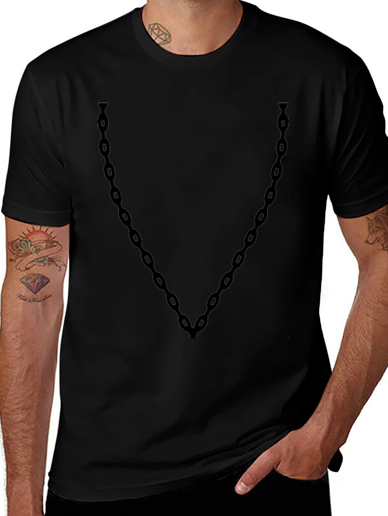 Black Chain Graphic Tee - Cool Casual Style