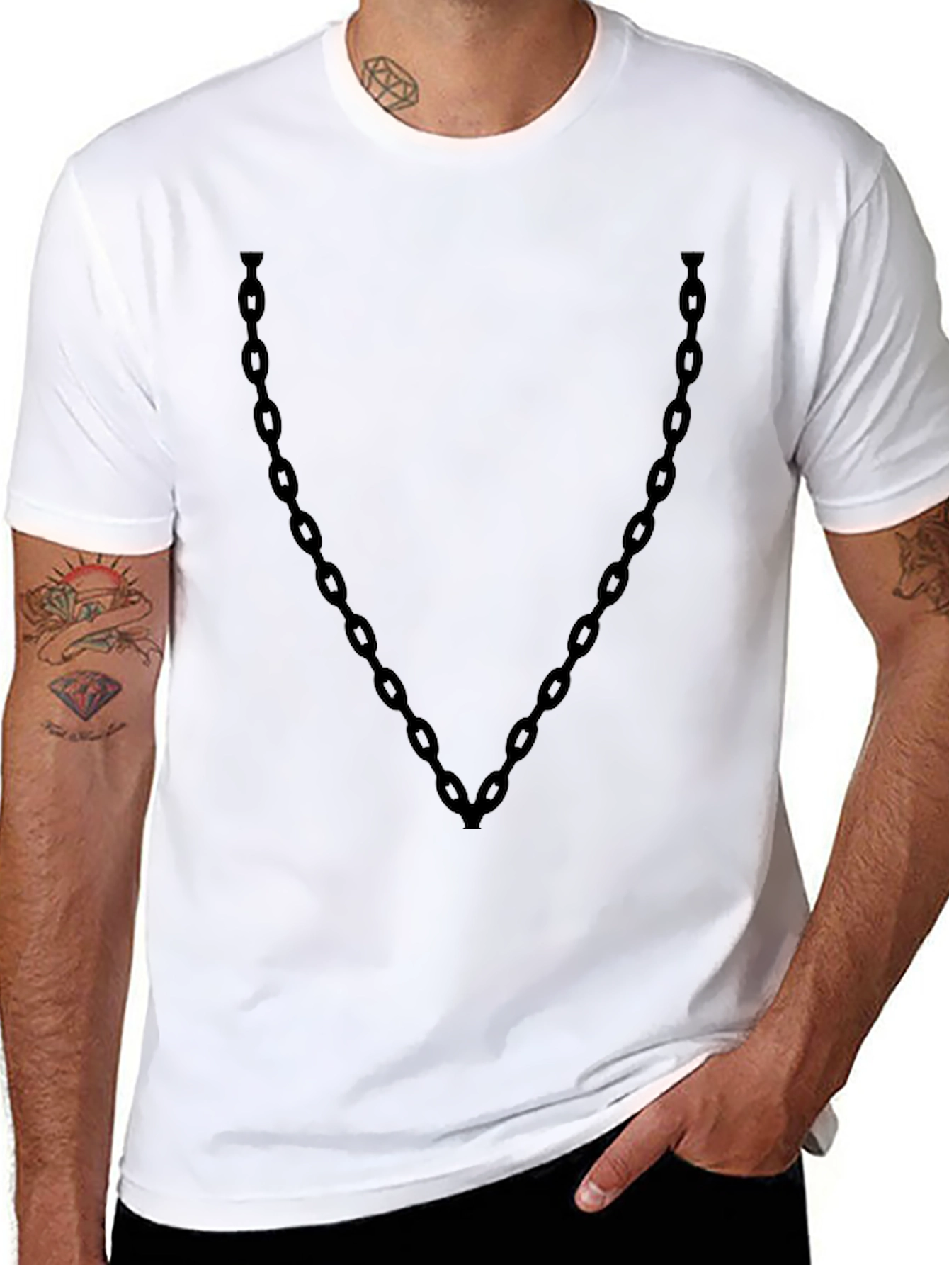 Black Chain Graphic Tee - Cool Casual Style