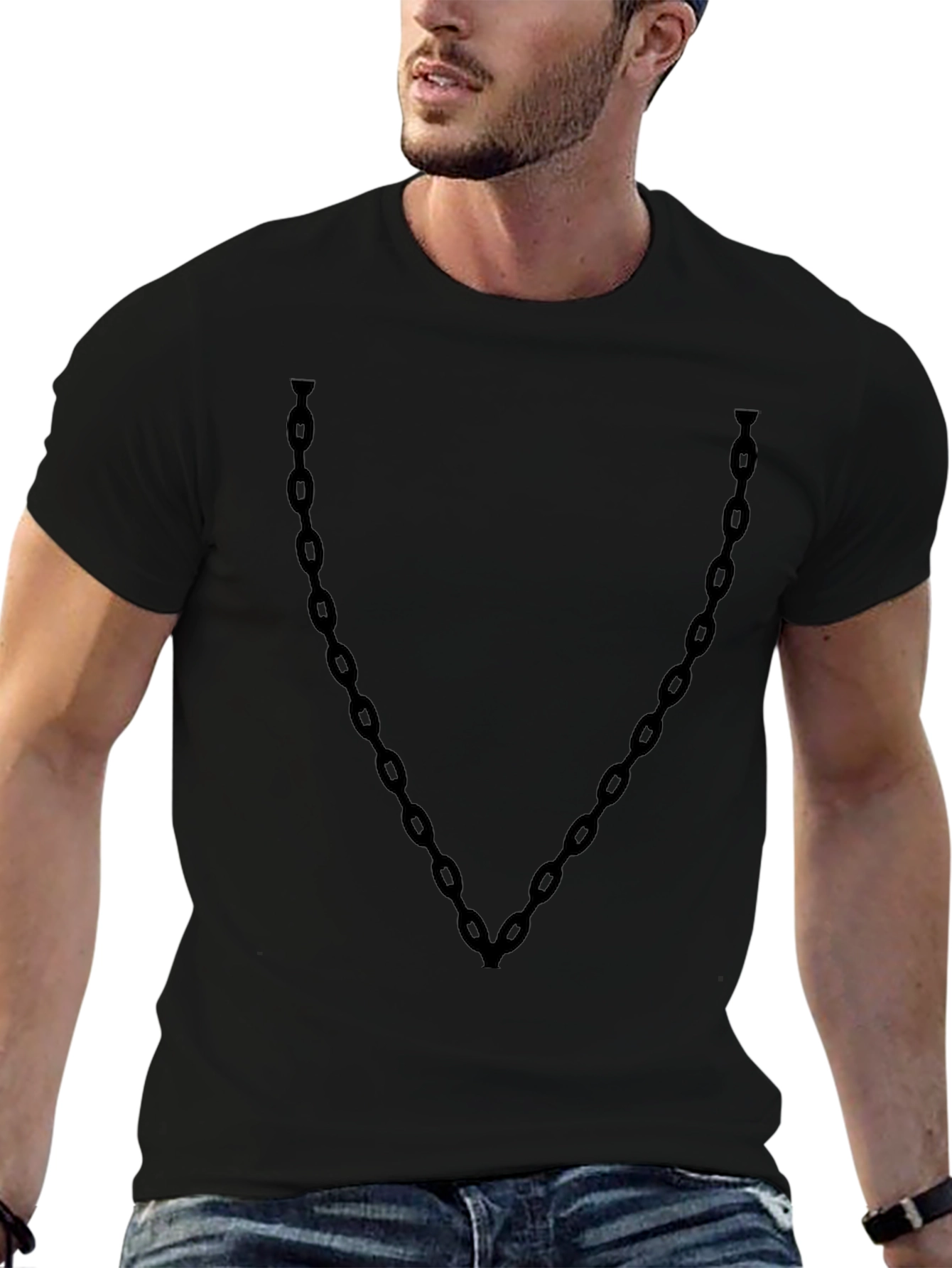 Black Chain Graphic Tee - Cool Casual Style
