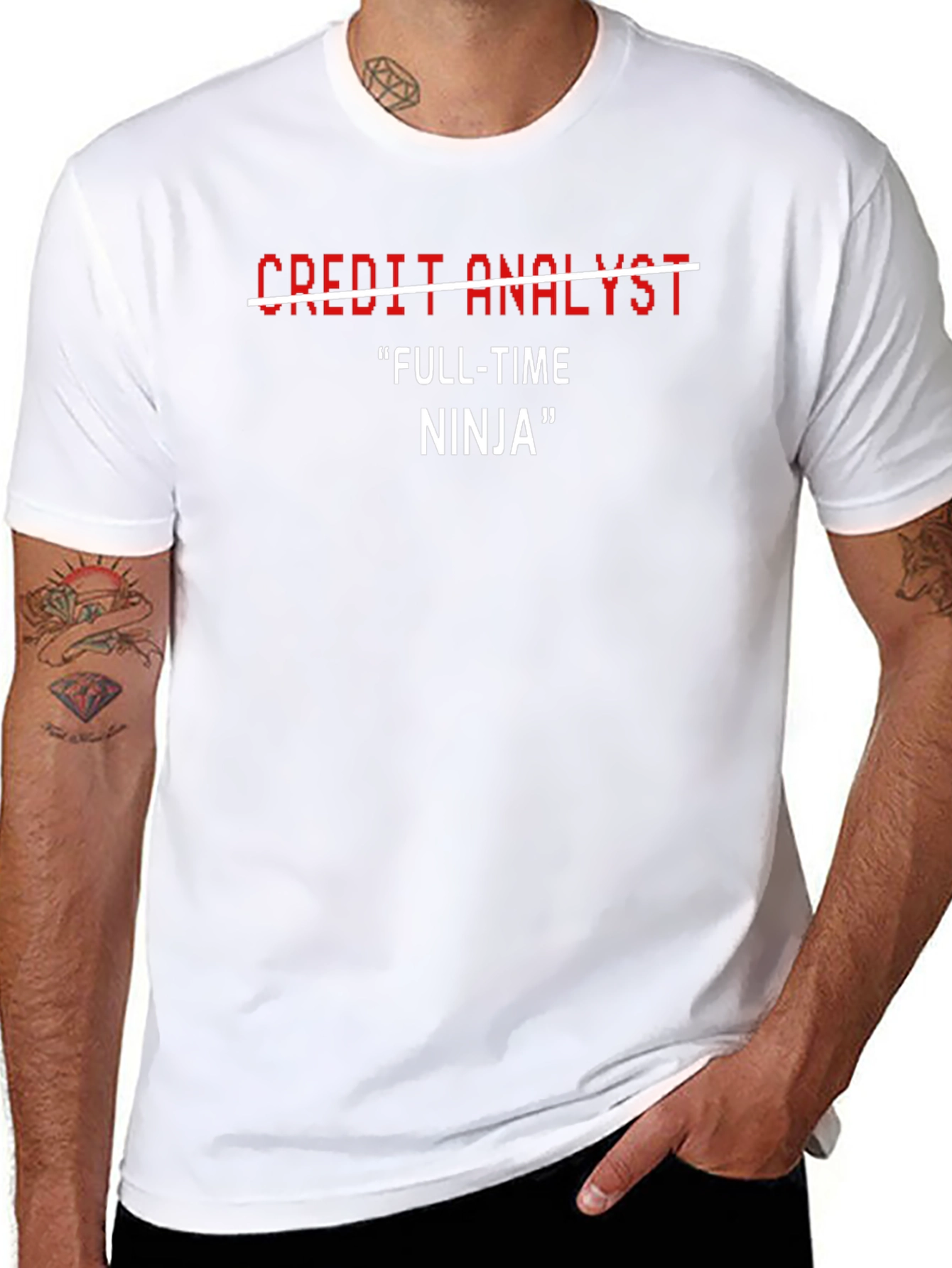 Funny Credit Analyst Full-Time Ninja Black T-Shirt