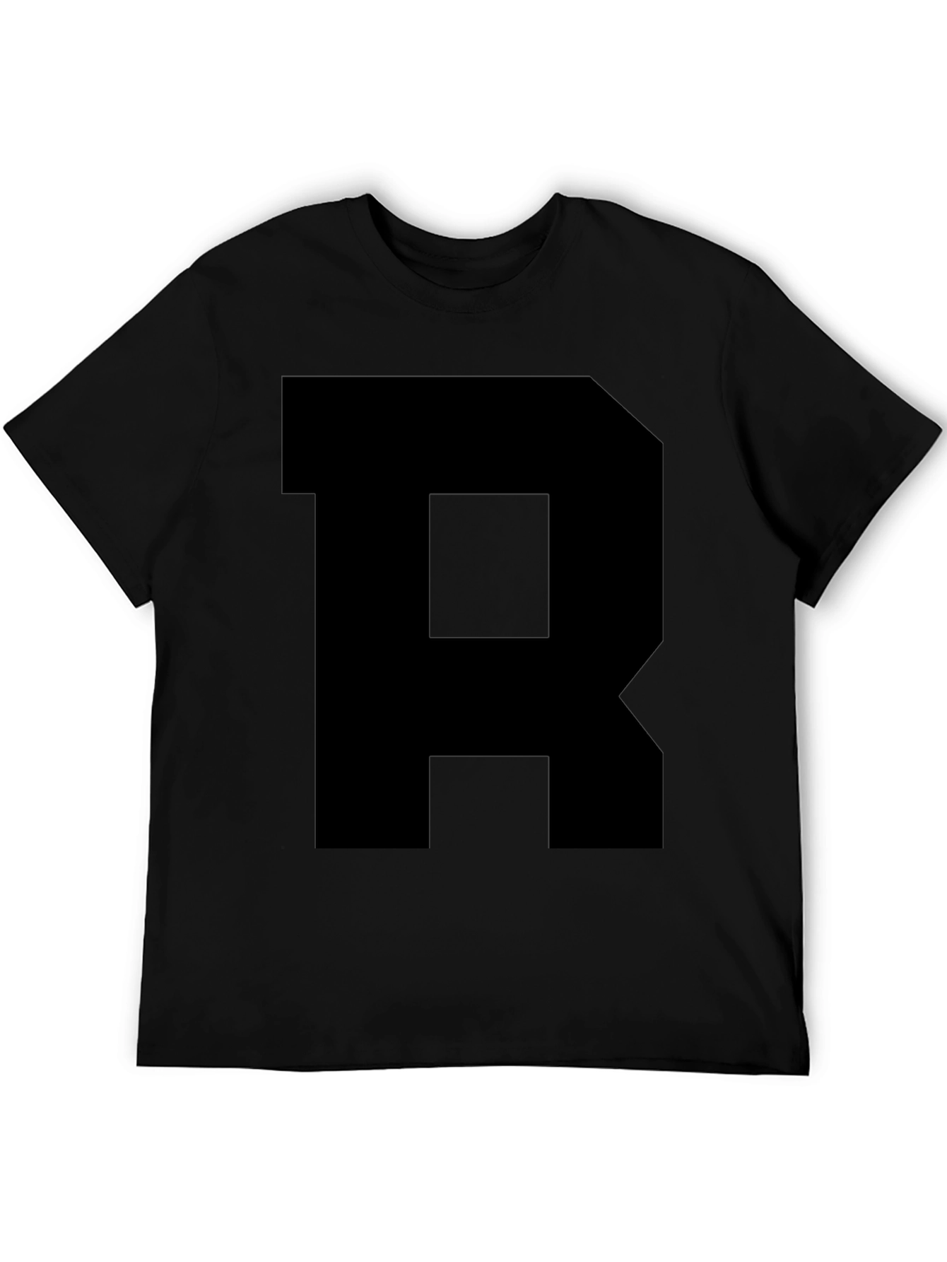 Bold Black R Graphic Tee - Statement Style