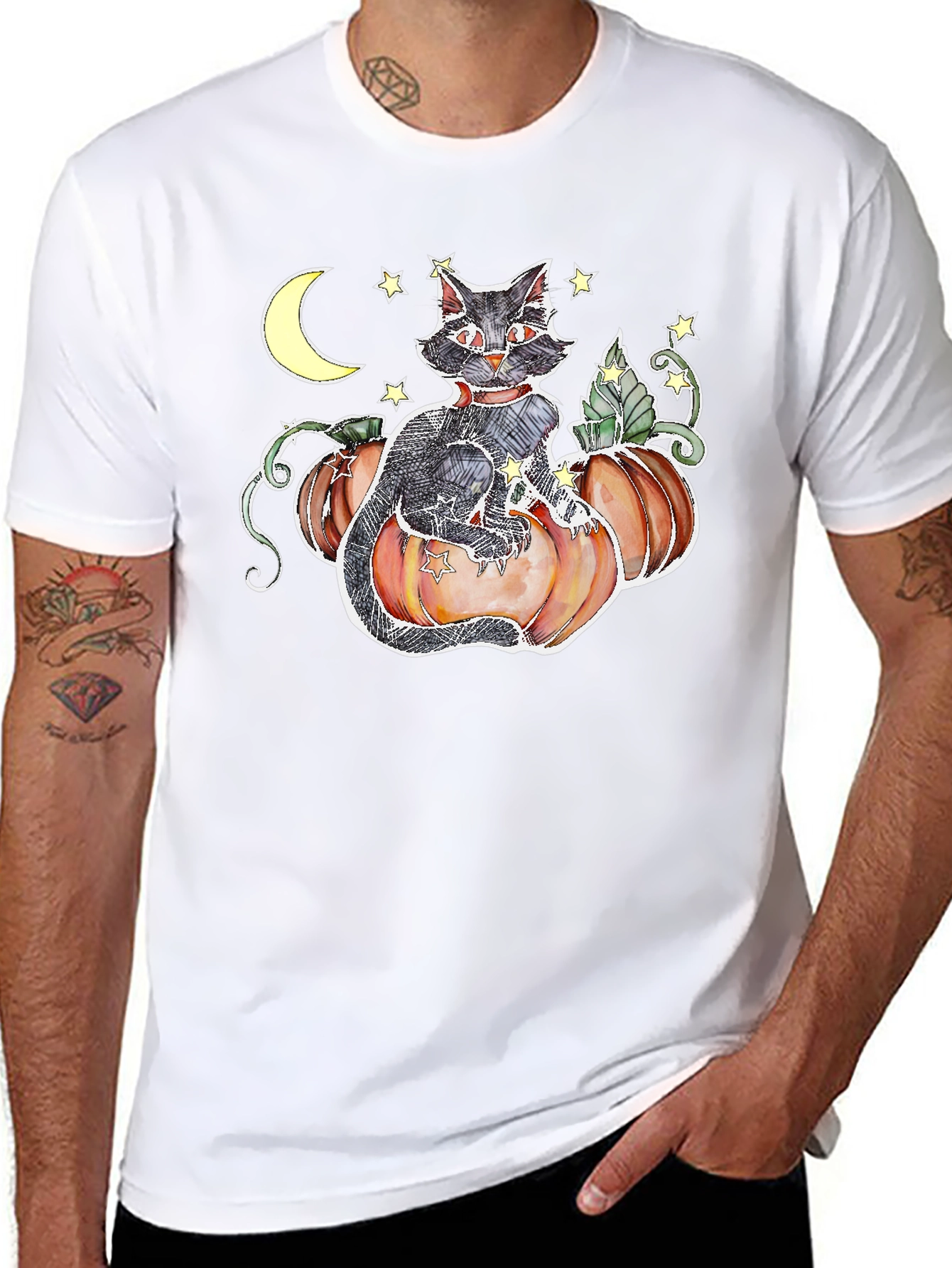 Halloween Cat Pumpkin T-Shirt