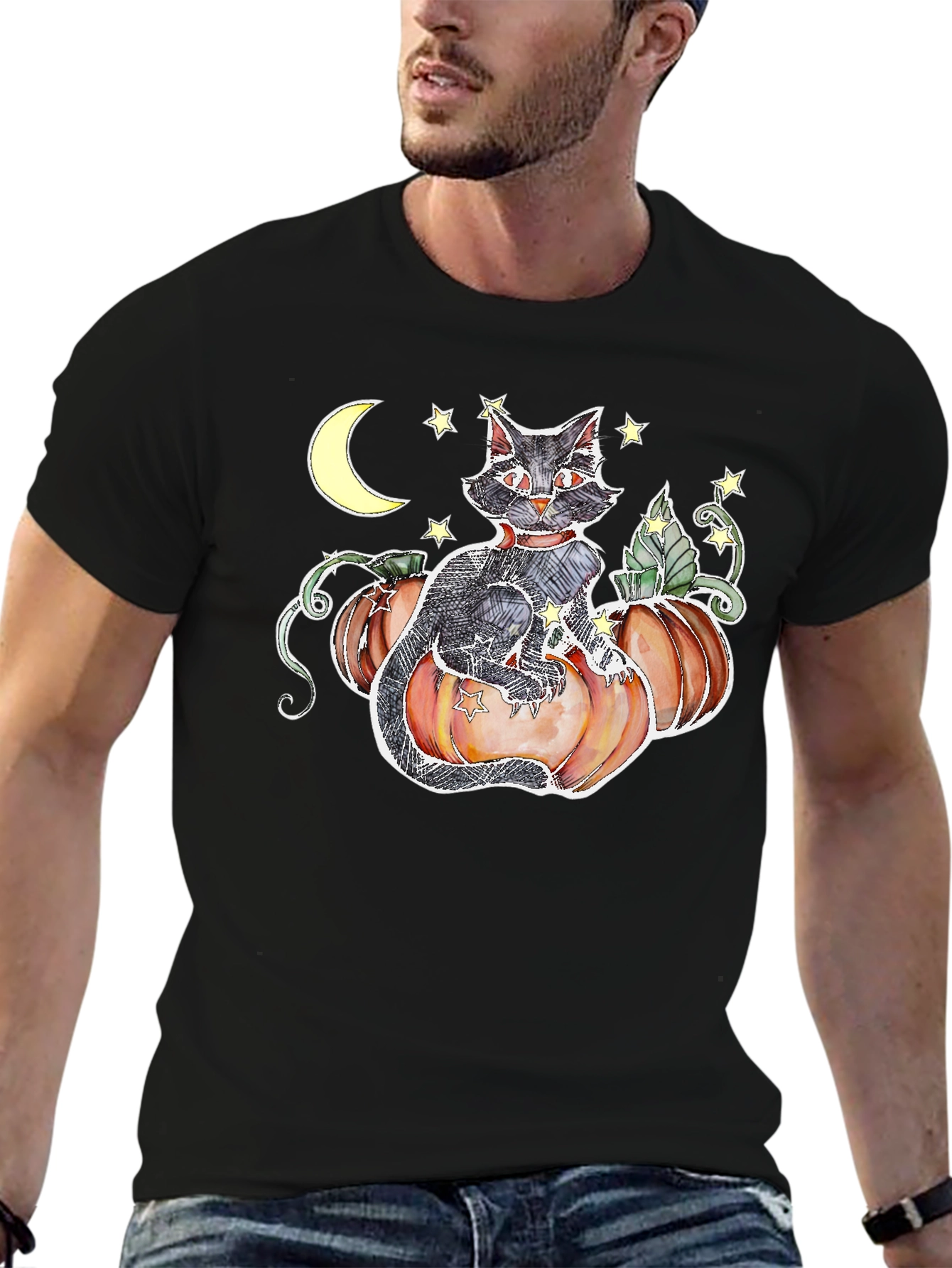 Halloween Cat Pumpkin T-Shirt