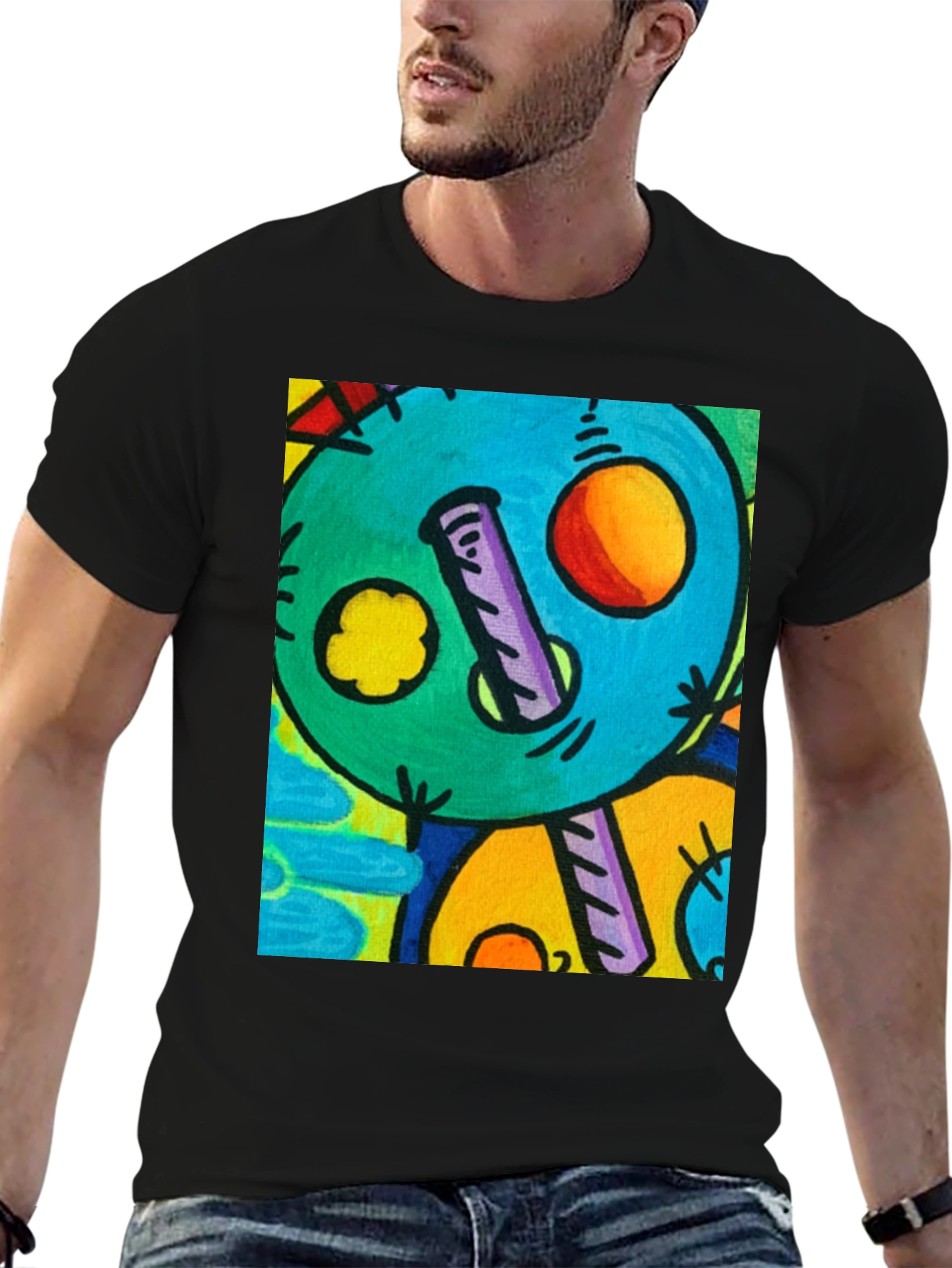 Abstract Art Graphic Print Black T-Shirt