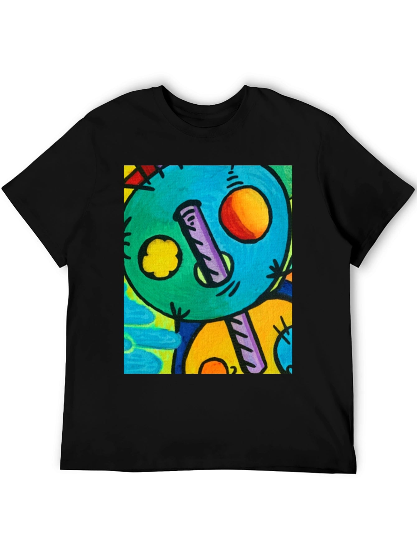 Abstract Art Graphic Print Black T-Shirt