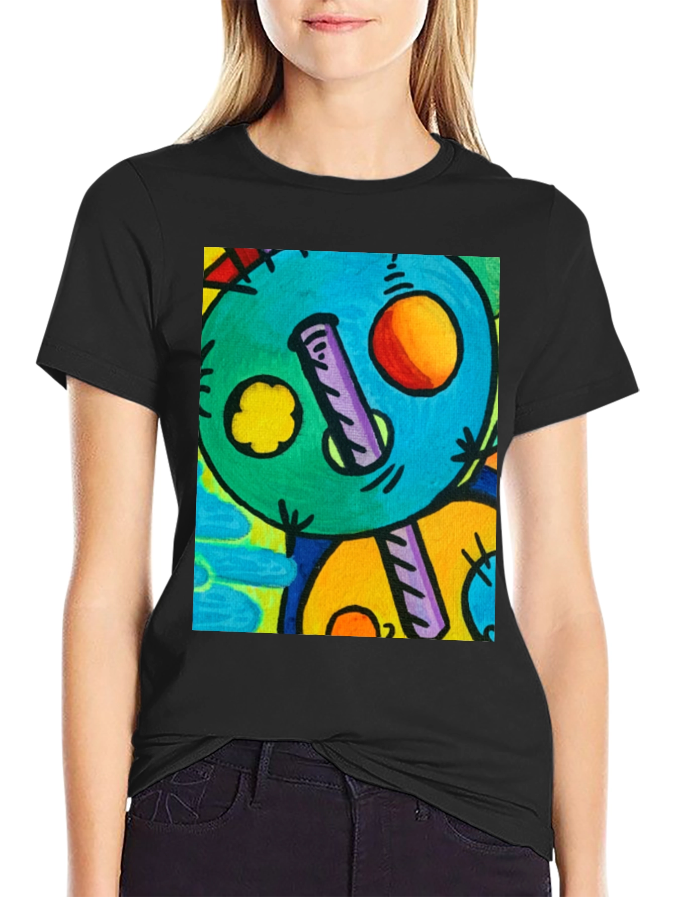 Abstract Art Graphic Print Black T-Shirt