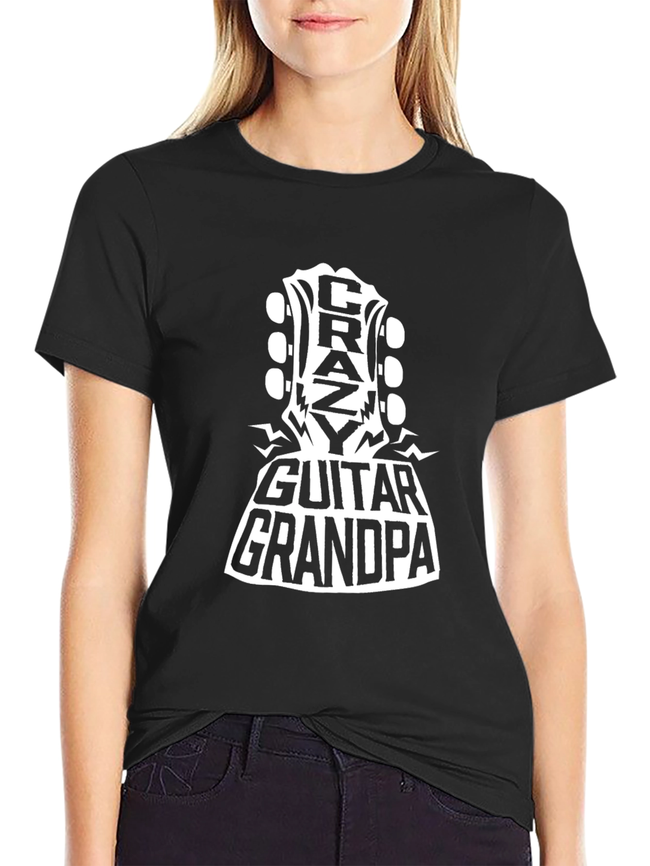 Crazy Guitar Grandpa Black T-Shirt