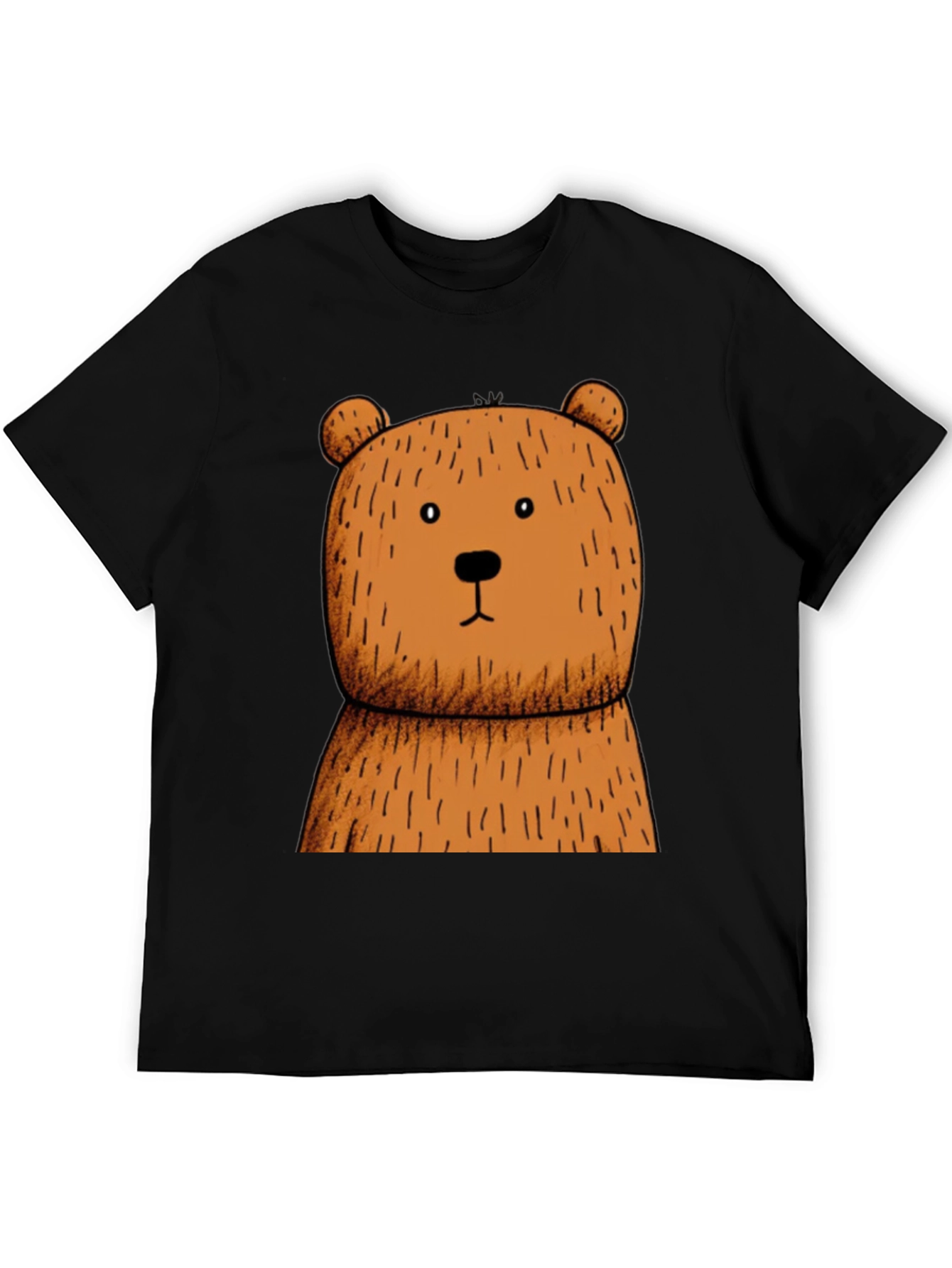 Black T-Shirt with Brown Bear Graphic
