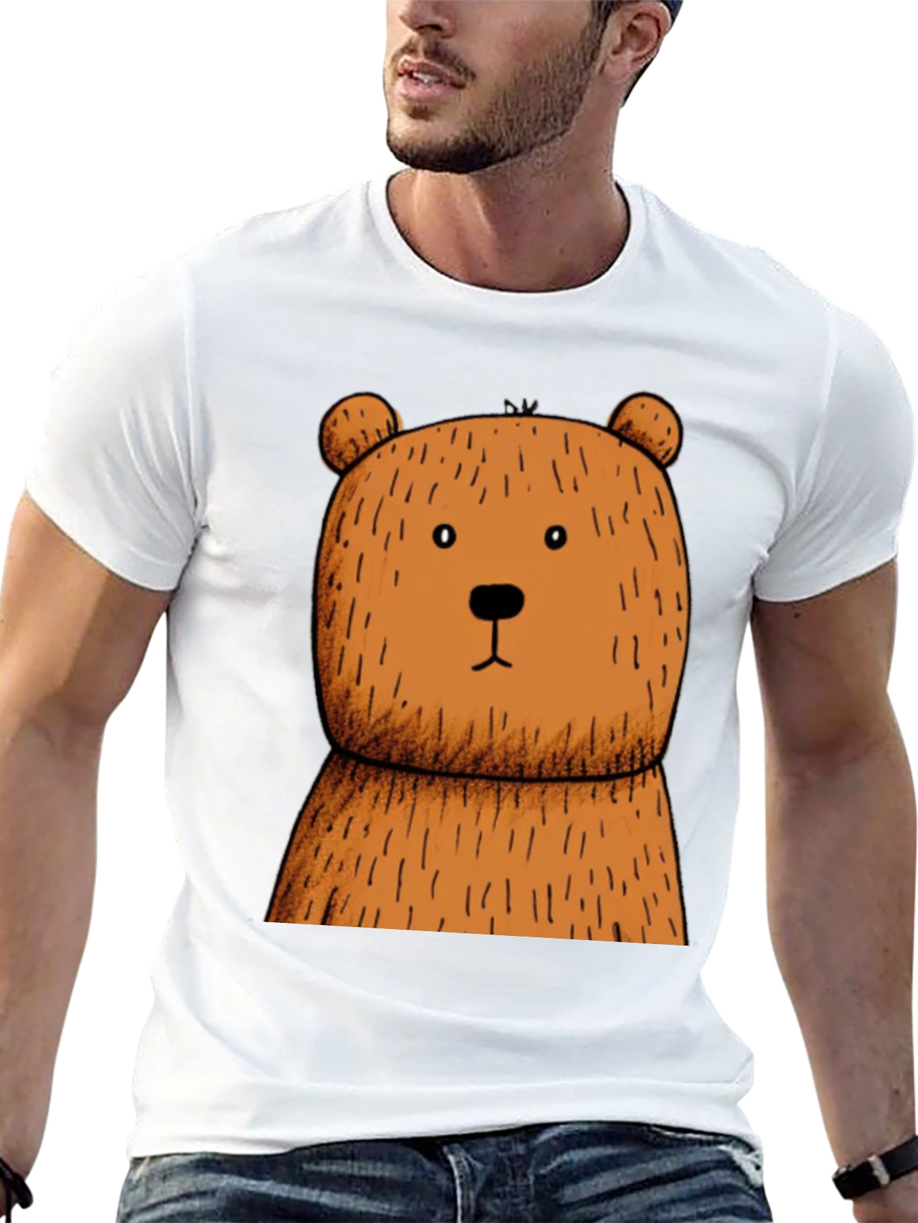 Black T-Shirt with Brown Bear Graphic