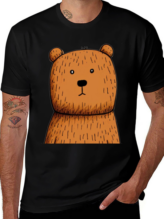 Black T-Shirt with Brown Bear Graphic