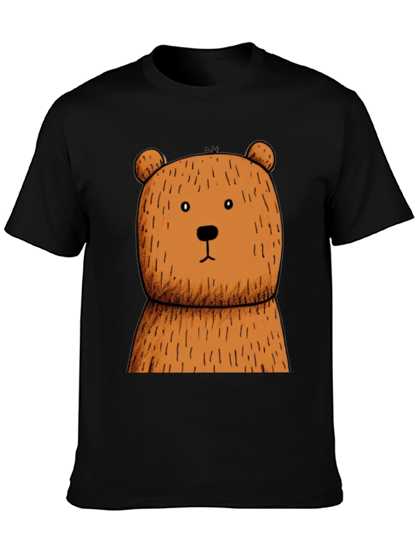 Black T-Shirt with Brown Bear Graphic