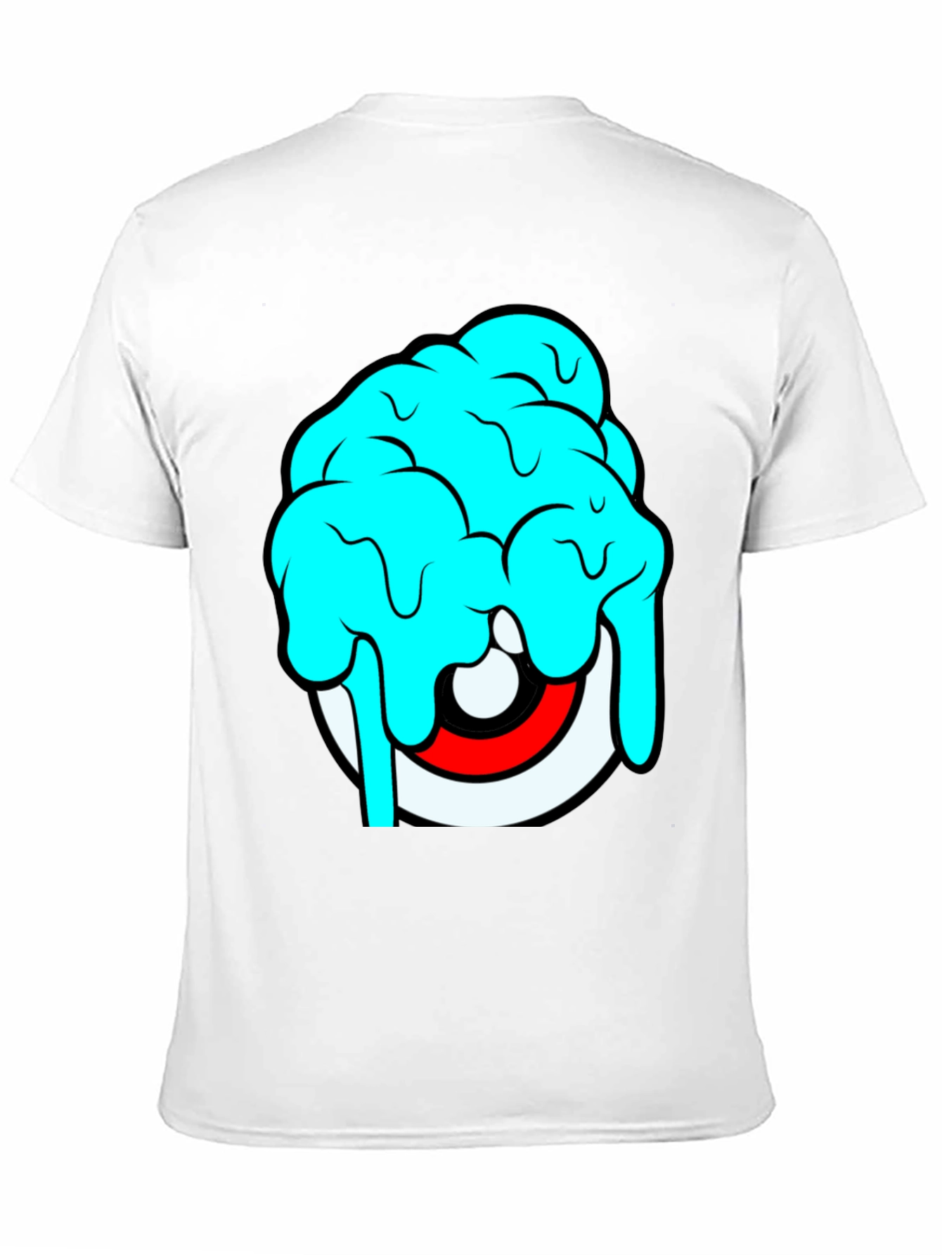 Cartoon Eye Brain Freeze Graphic T-Shirt - Black