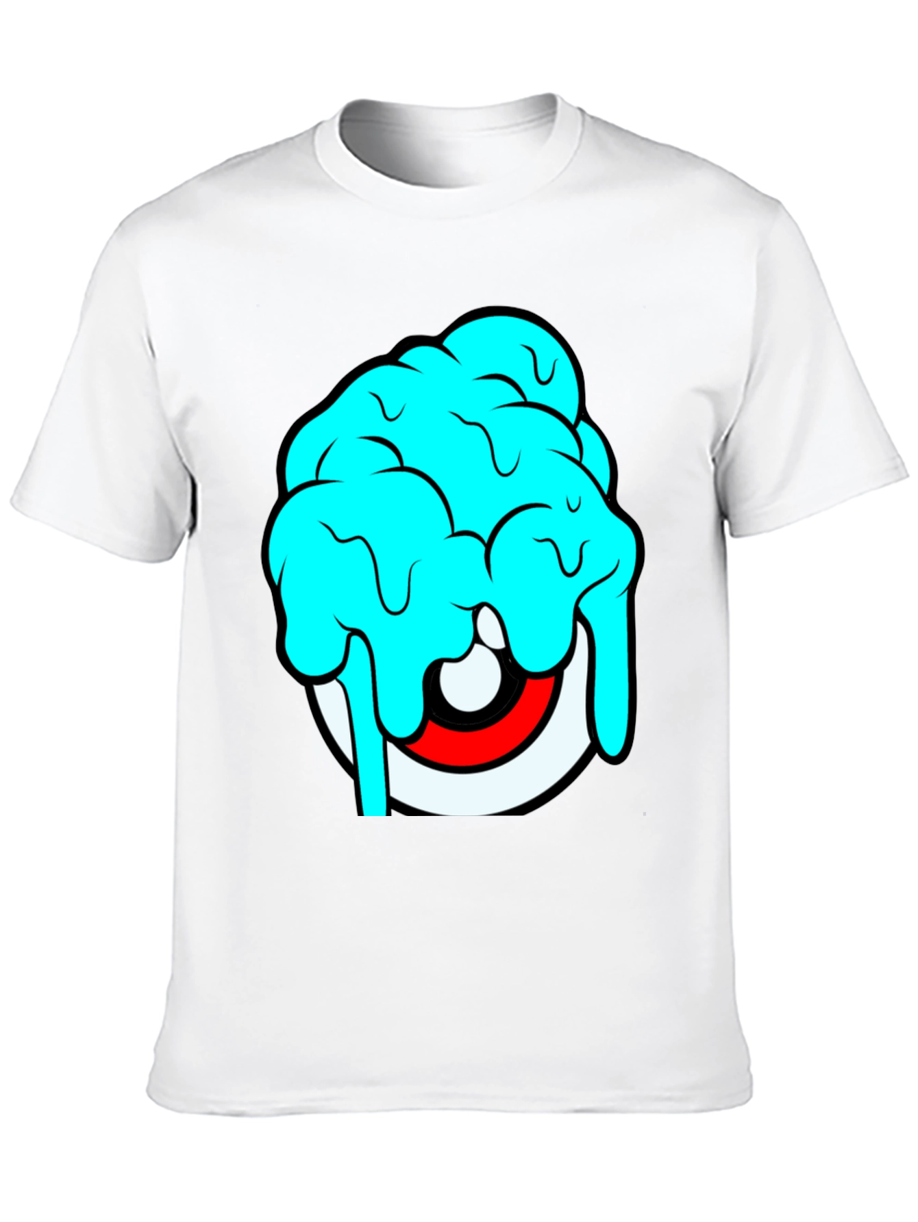 Cartoon Eye Brain Freeze Graphic T-Shirt - Black