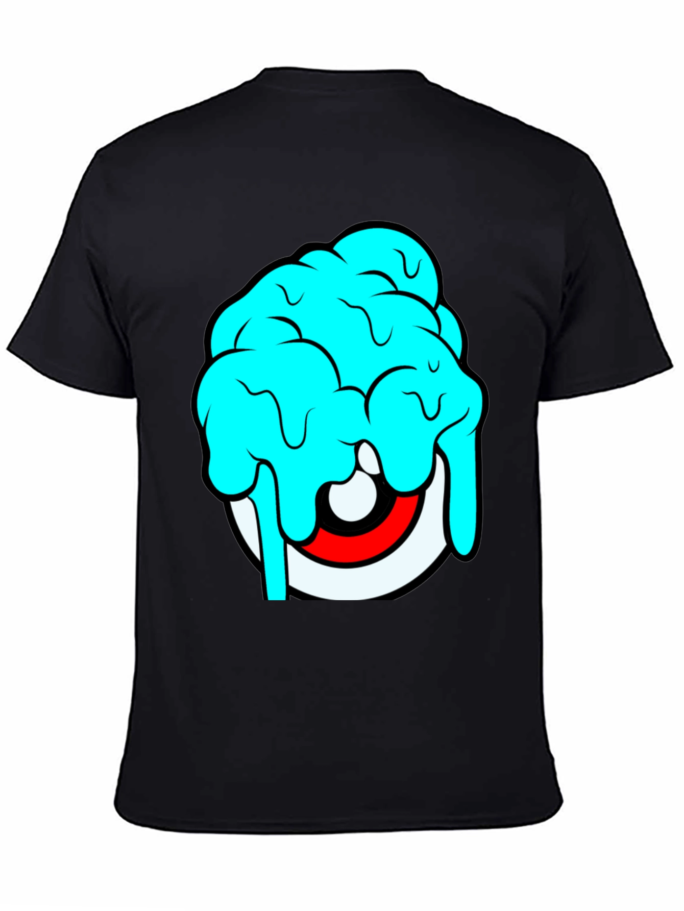 Cartoon Eye Brain Freeze Graphic T-Shirt - Black