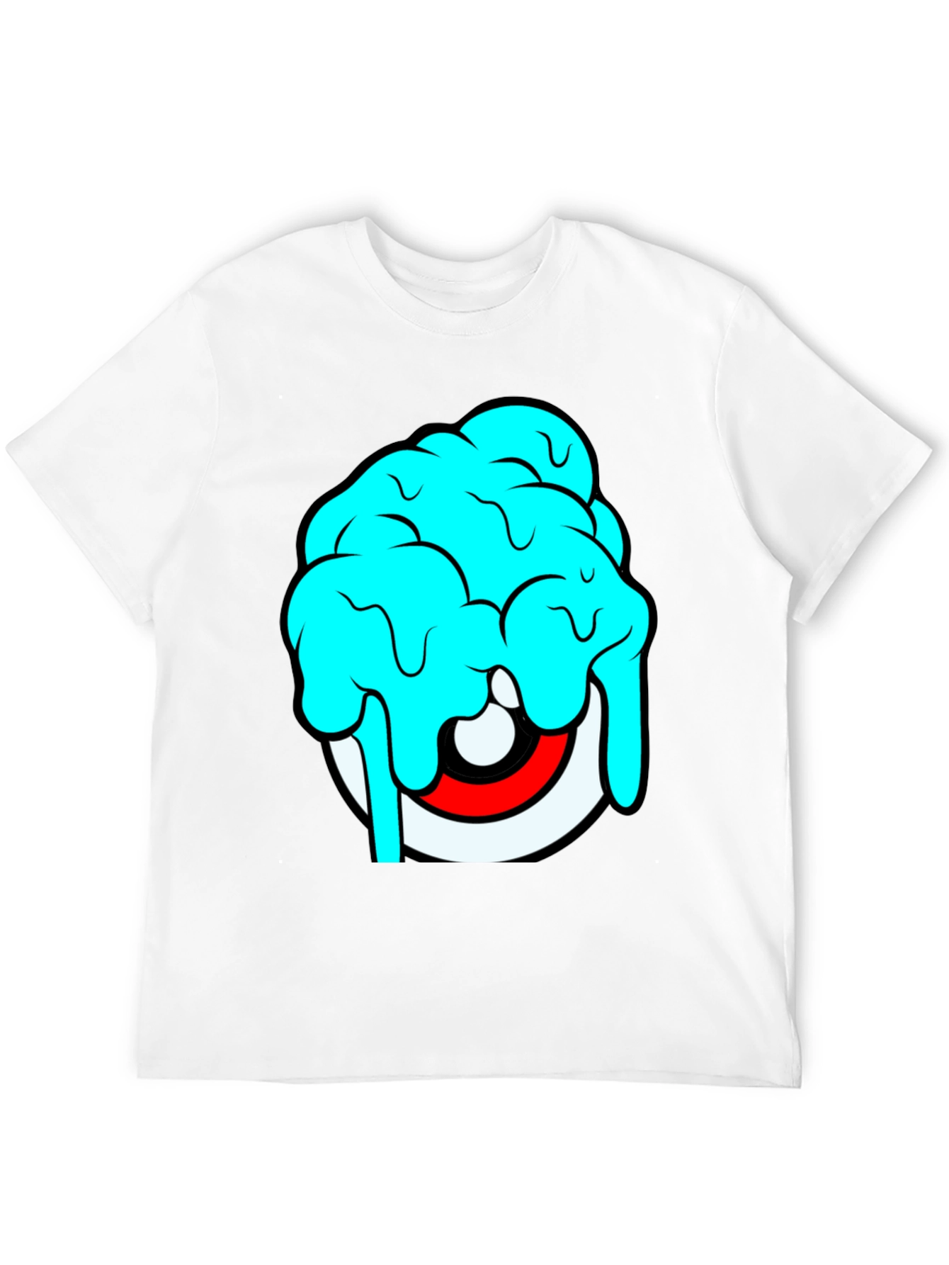 Cartoon Eye Brain Freeze Graphic T-Shirt - Black