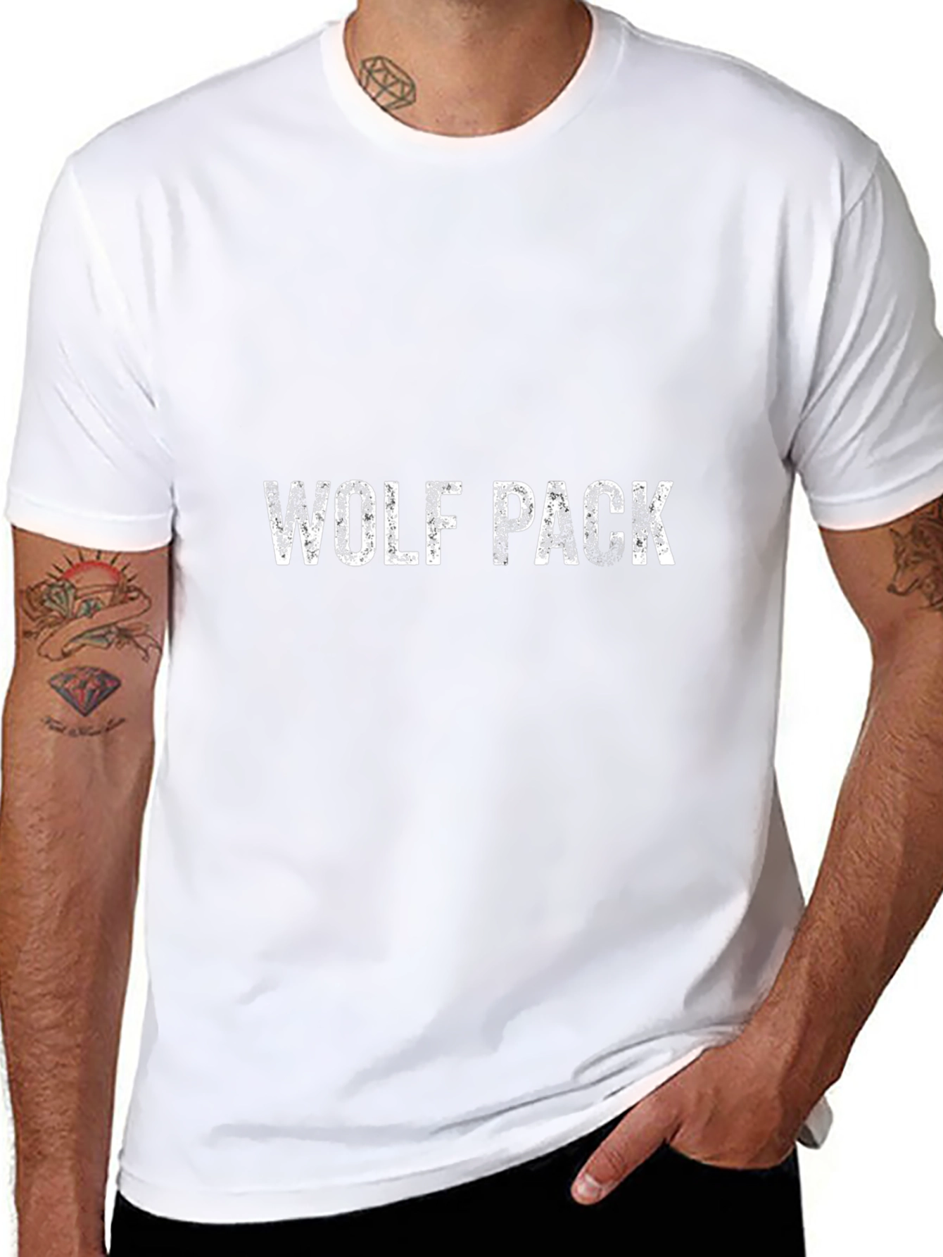 Wolf Pack Graphic Print Black T-Shirt