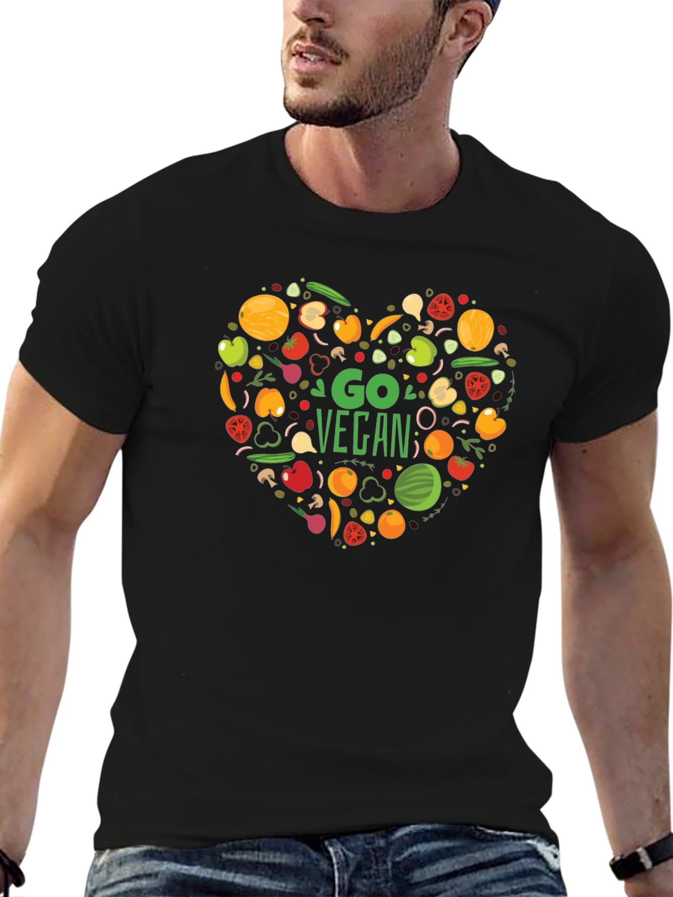 Go Vegan Heart Graphic T-Shirt