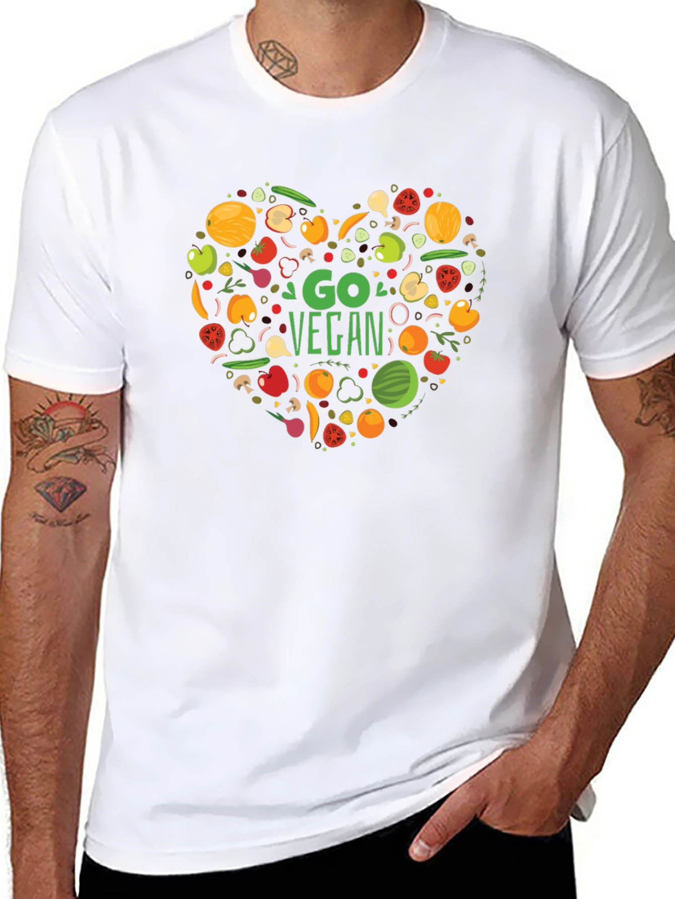 Go Vegan Heart Graphic T-Shirt