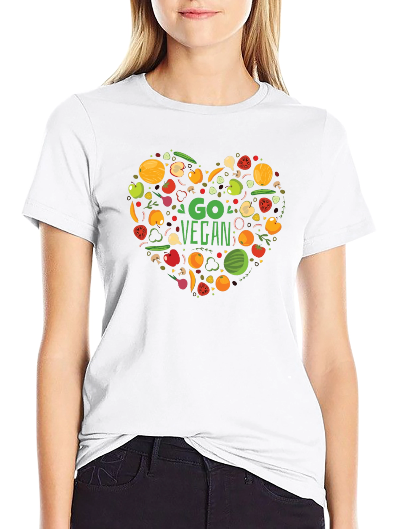 Go Vegan Heart Graphic T-Shirt