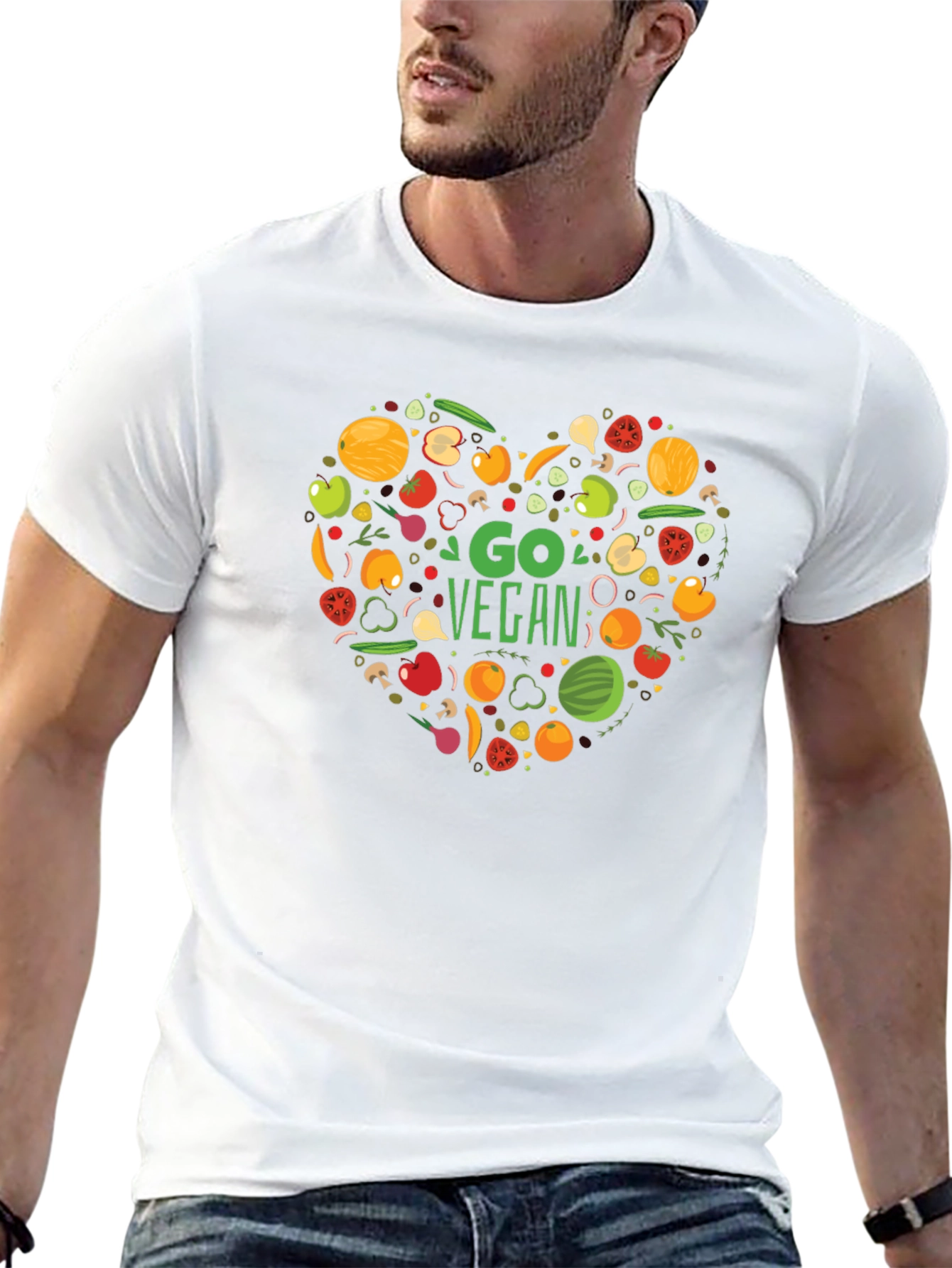 Go Vegan Heart Graphic T-Shirt